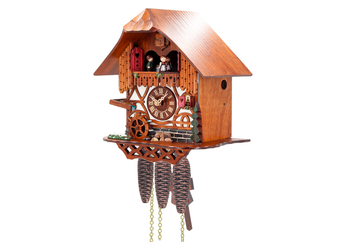 Anton Schneider MT 764/10 Mill Cottage cuckoo clock, side view