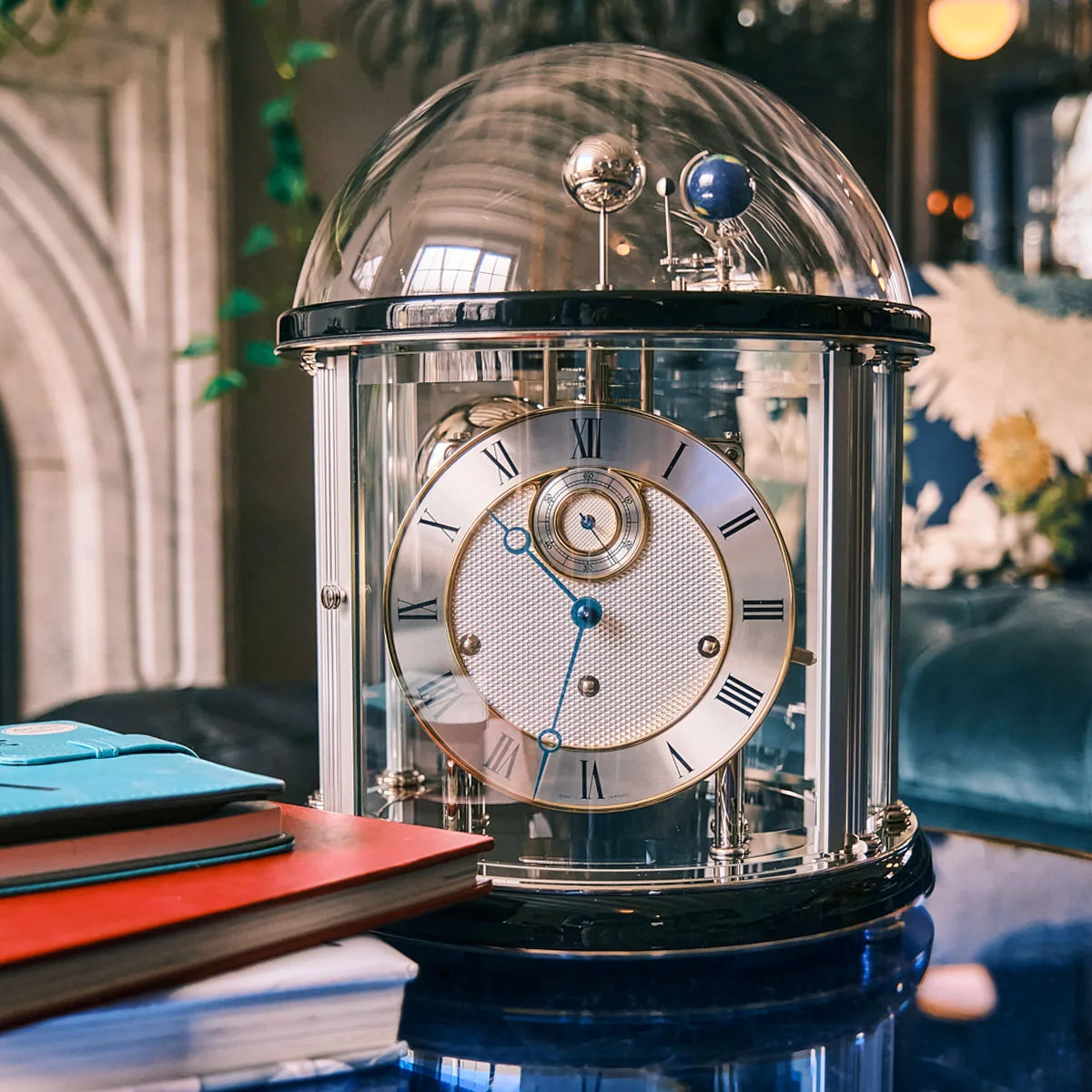 Hermle Tellurium Nickel Mantel Clock