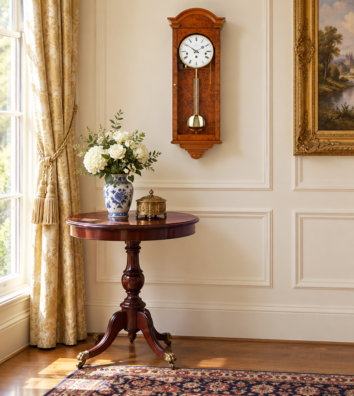 The Oxford Wall Clock – Burr Yew