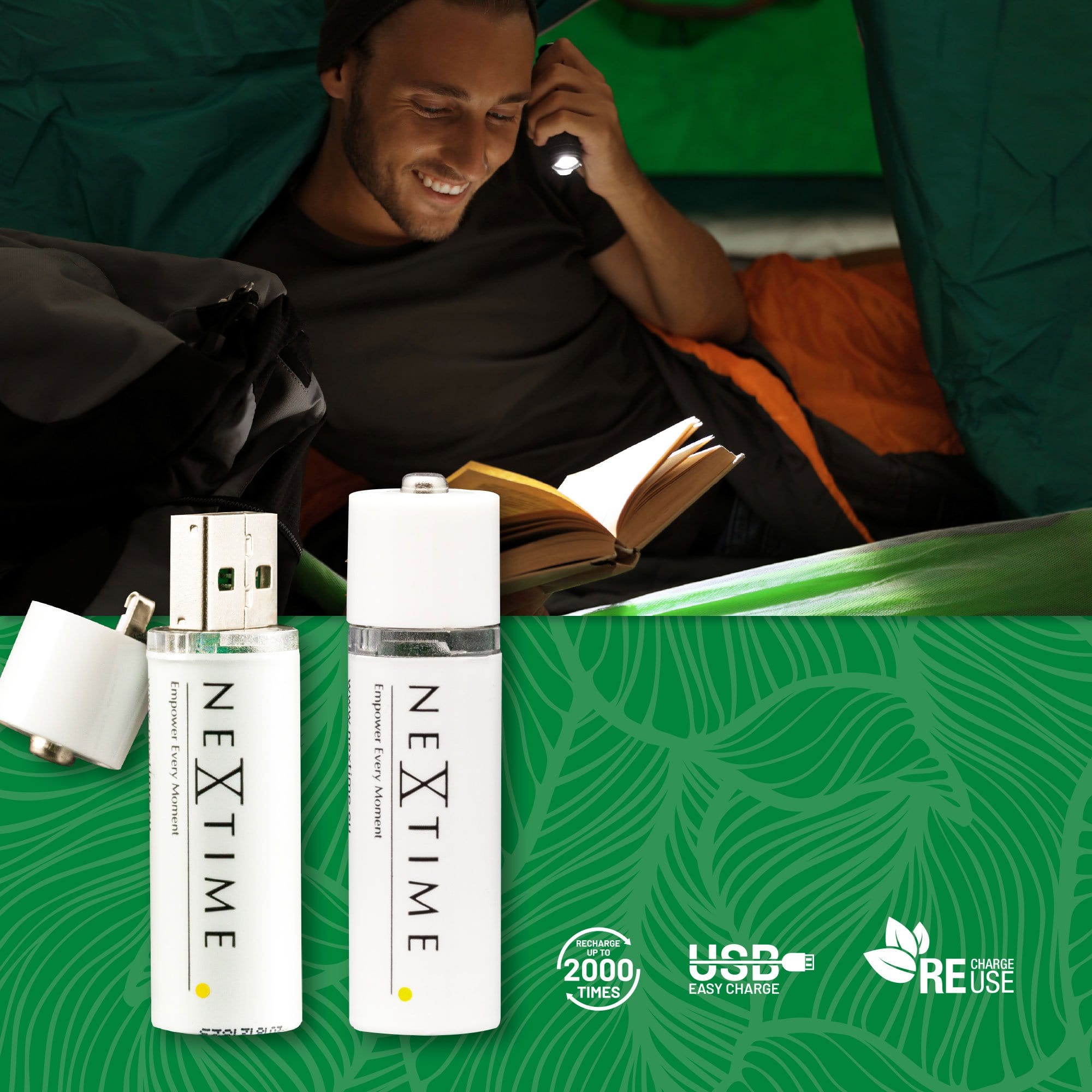NeXtime rechargeable USB AA battery features and use