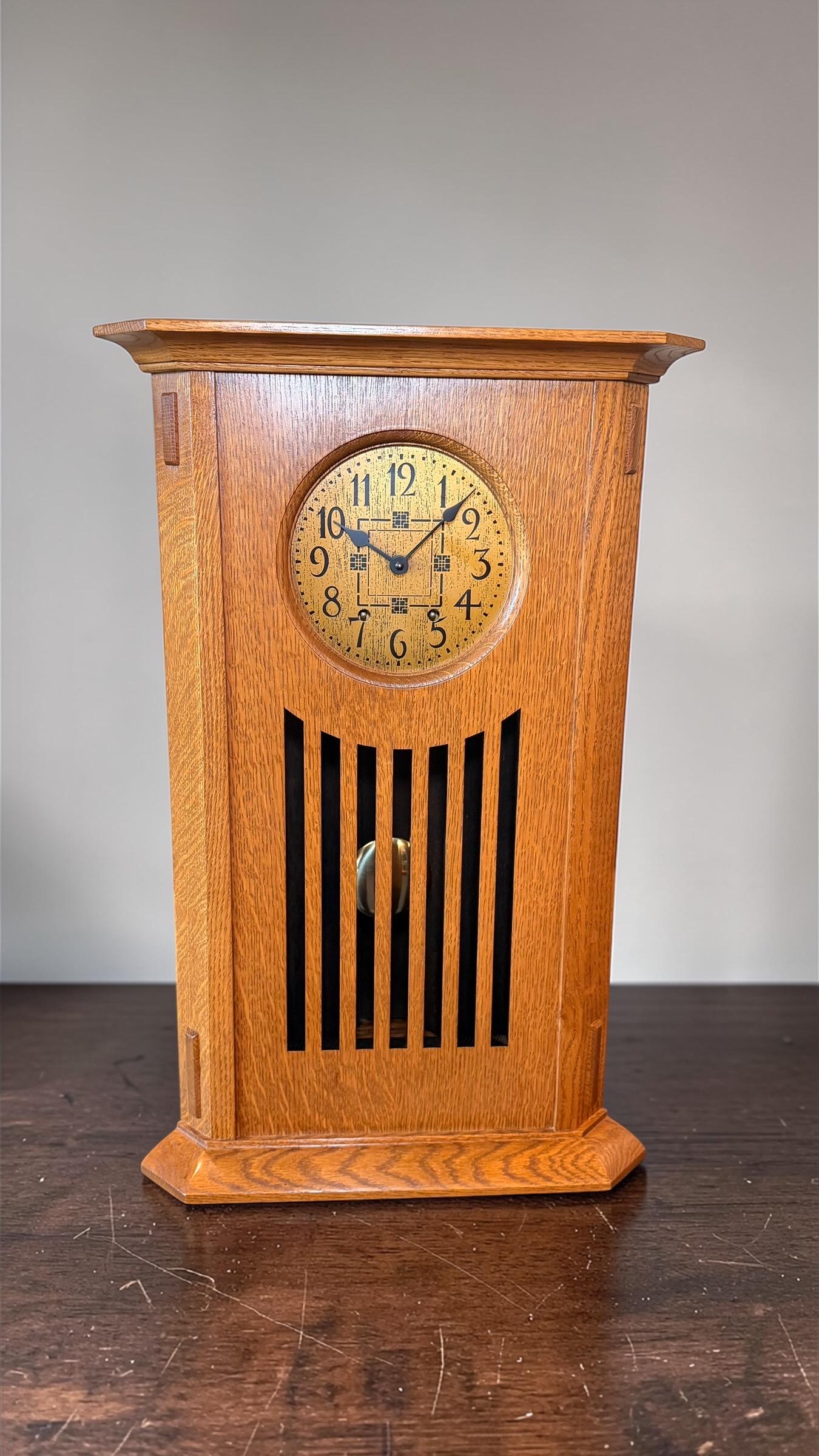 Stickley Oak Arts & Crafts Corner Clock – Rare Kieninger Mechanical Movement
