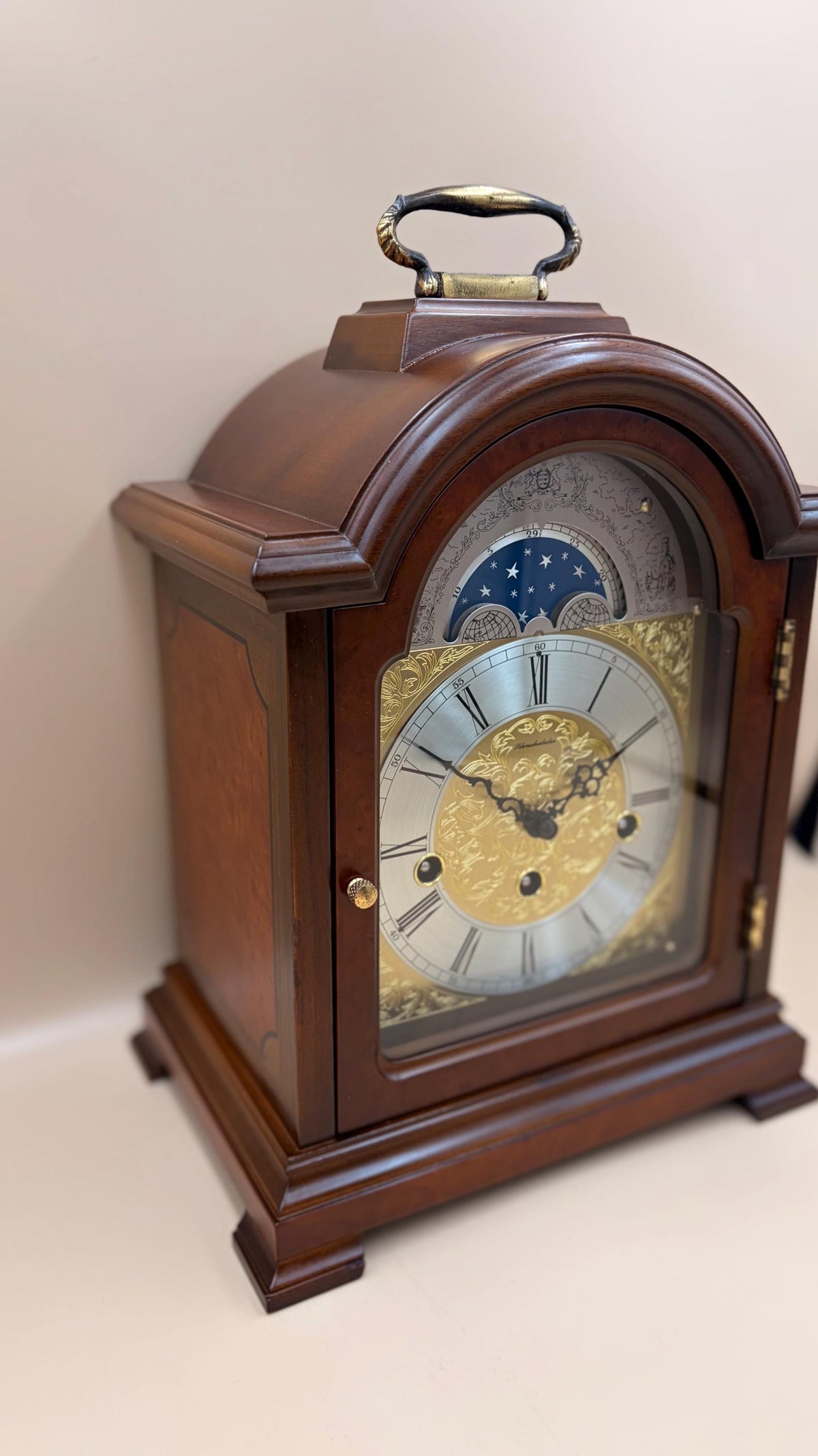 Schmeckenbecher German Westminster Bracket Clock, Moon Phase, Serviced – detail view 9