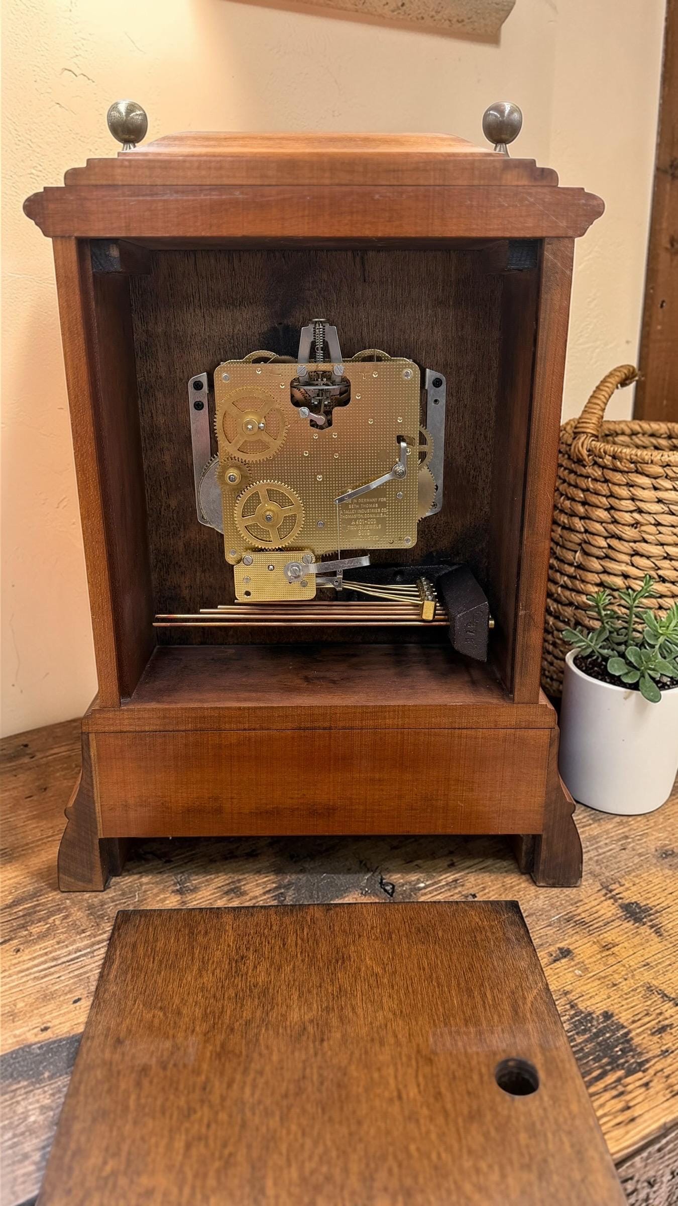 Seth Thomas Westminster Mantel Clock – New Hermle Movement – Classic Hardwood Case