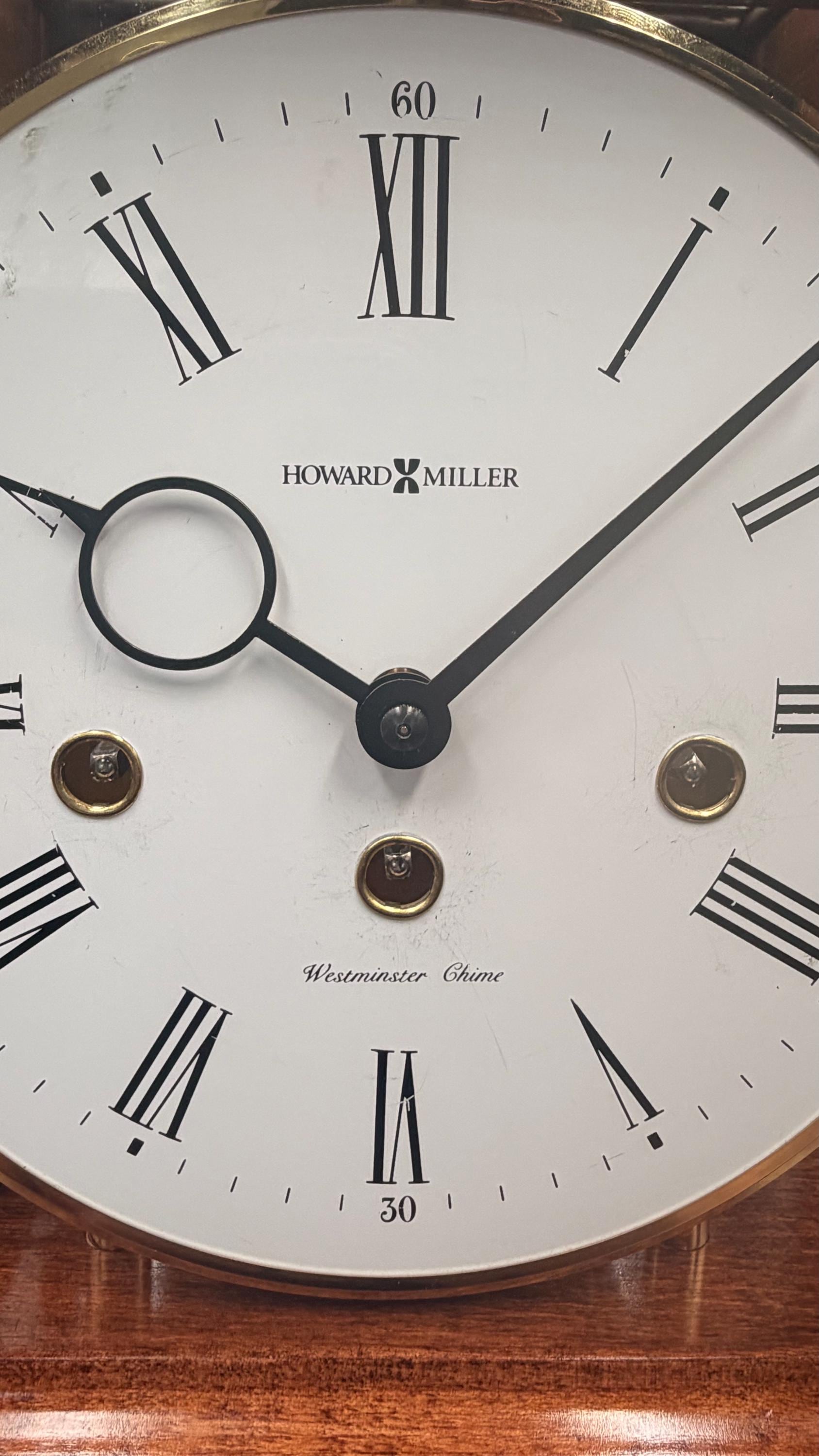 Vintage Howard Miller German Westminster Mantel Clock – Glass Case