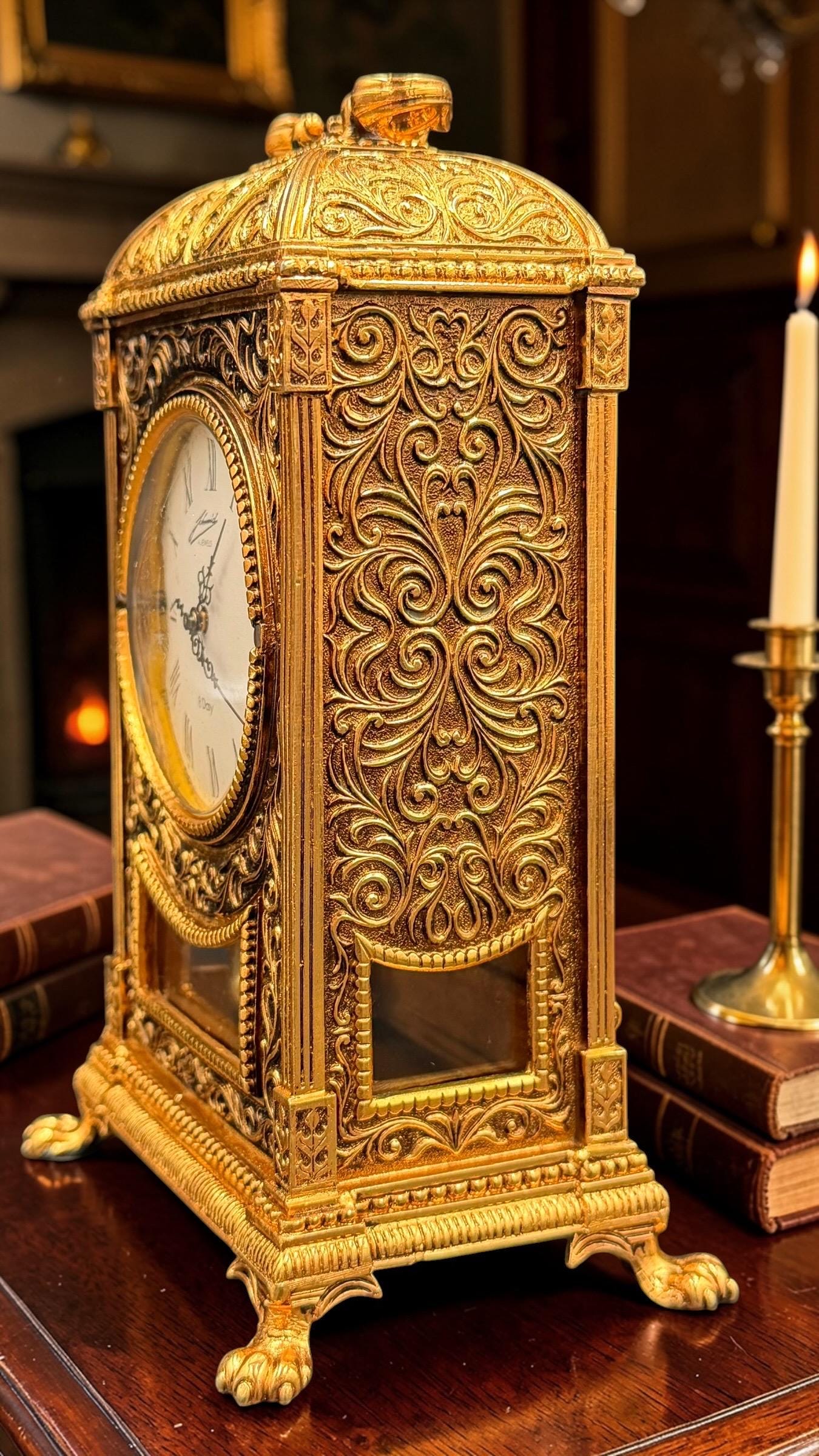 Schmid 8-Day Mechanical Brass Mantel Clock – detail image 9