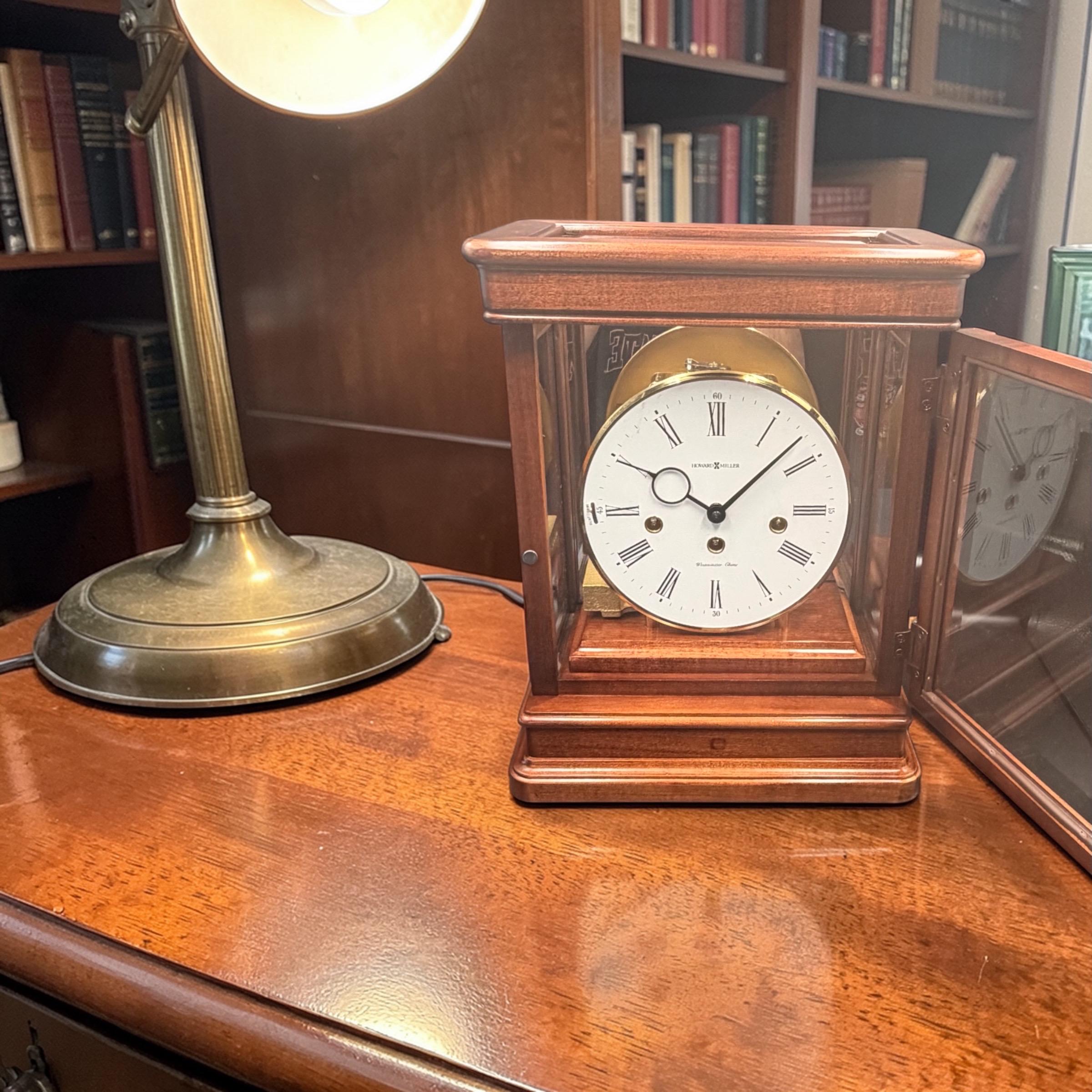 Vintage Howard Miller German Westminster Mantel Clock – Glass Case