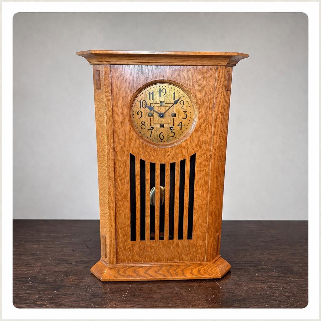 Stickley Oak Arts & Crafts Corner Clock – Rare Kieninger Mechanical Movement