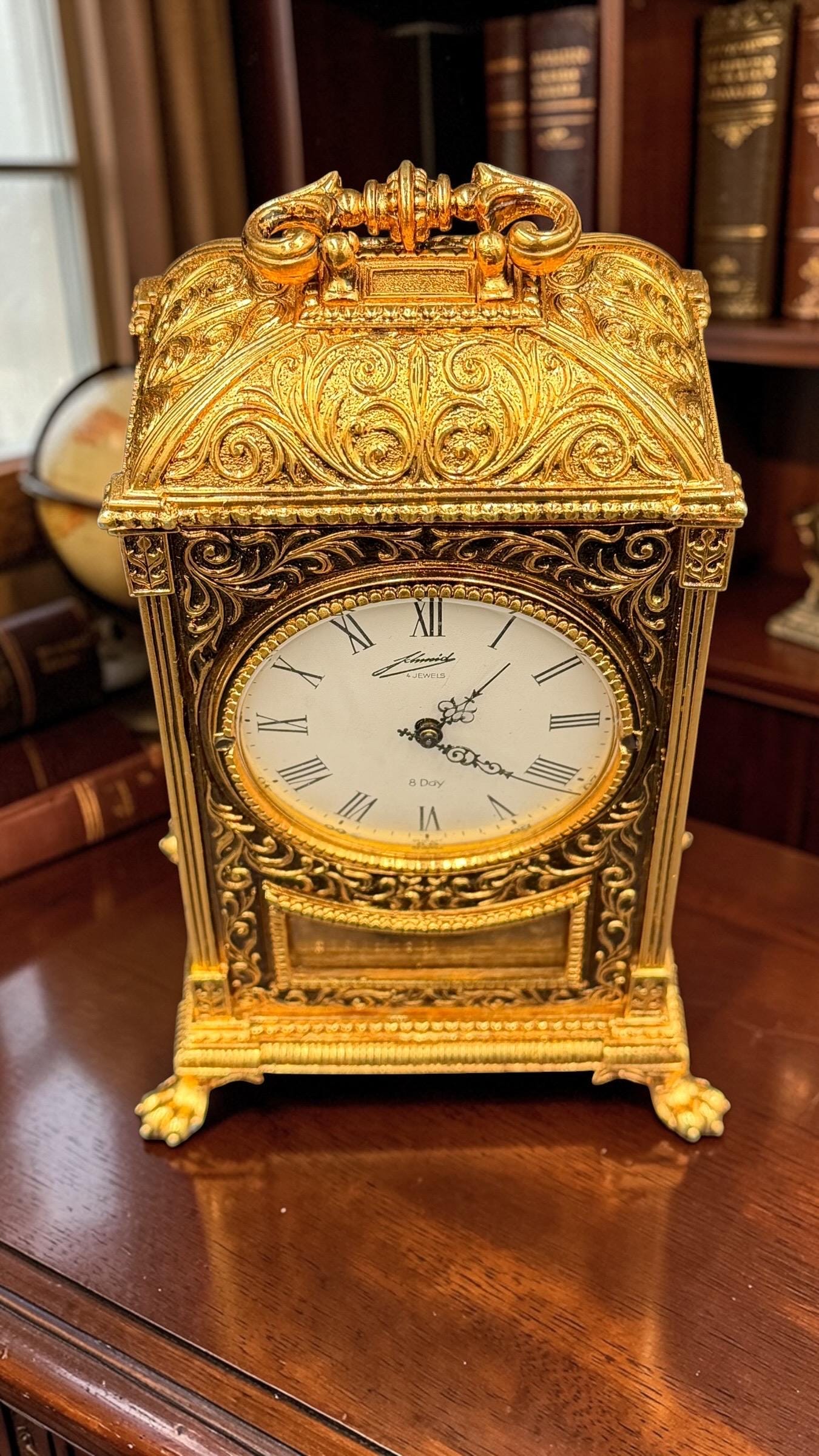Schmid 8-Day Mechanical Brass Mantel Clock – detail image 5