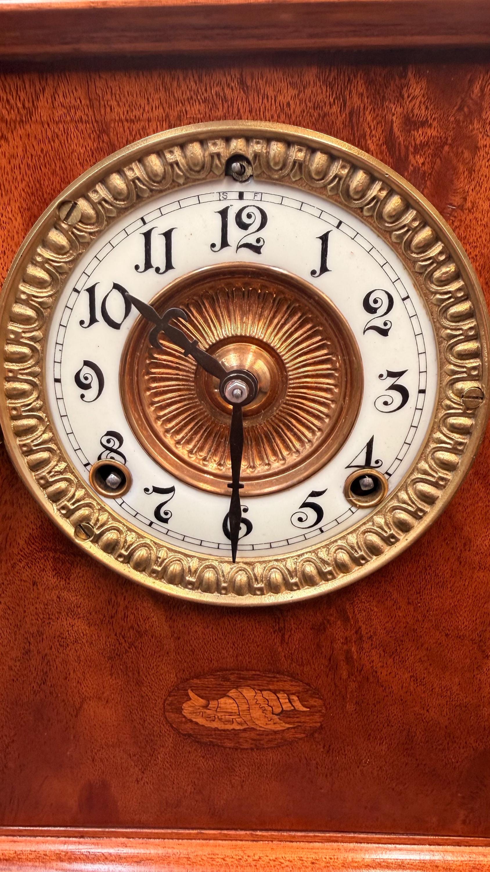 Antique Bracket Clock with Ansonia Movement: Working 8-Day Time and Strike Shelf Clock