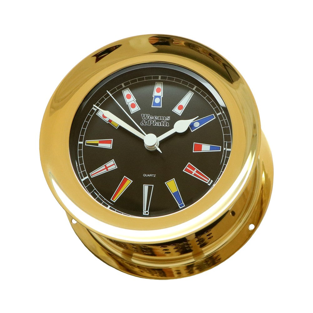 Weems & Plath Atlantis Quartz Clock, Black Dial with Color Flags