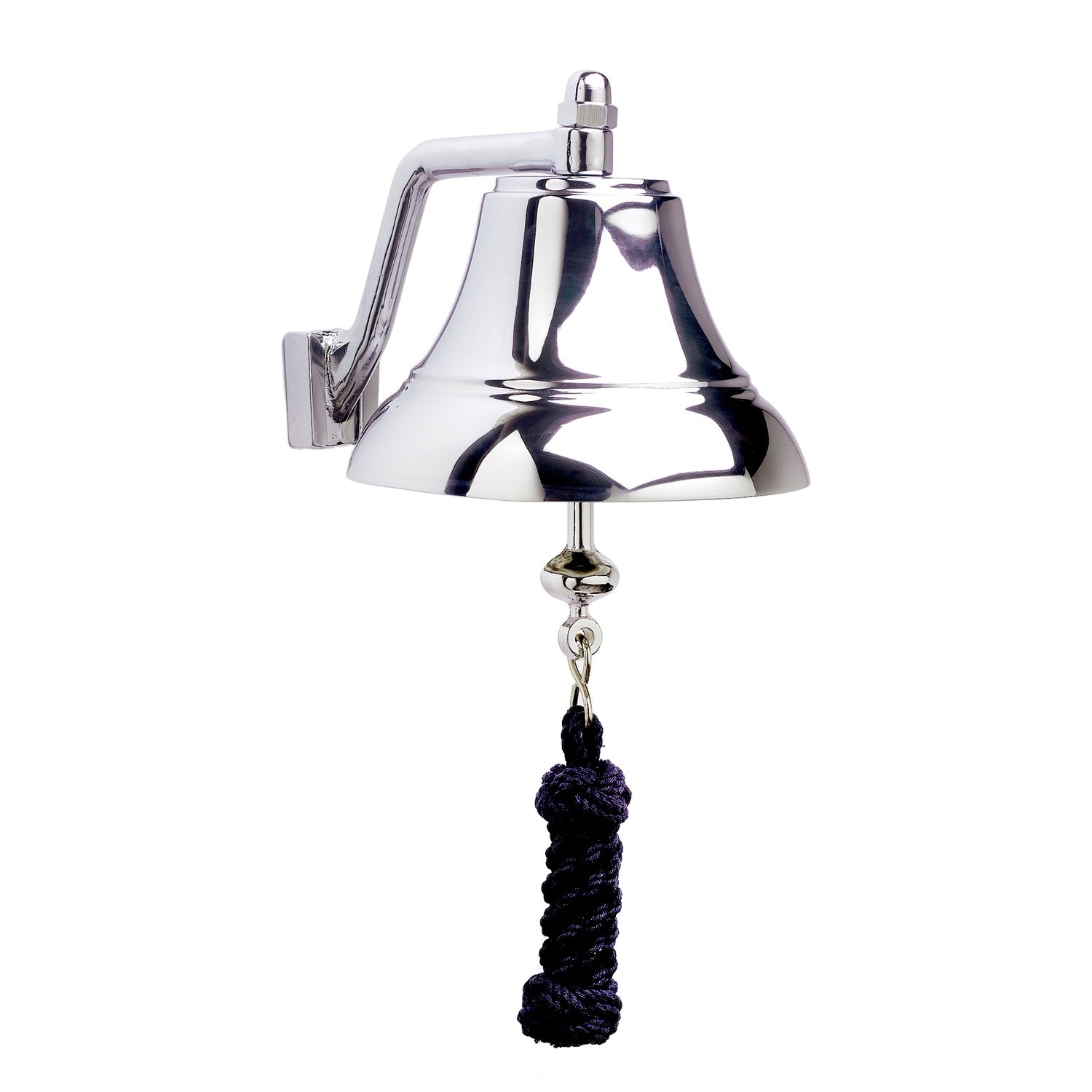 Weems & Plath 6-Inch Chrome Bell with Navy Monkey’s-Fist Lanyard