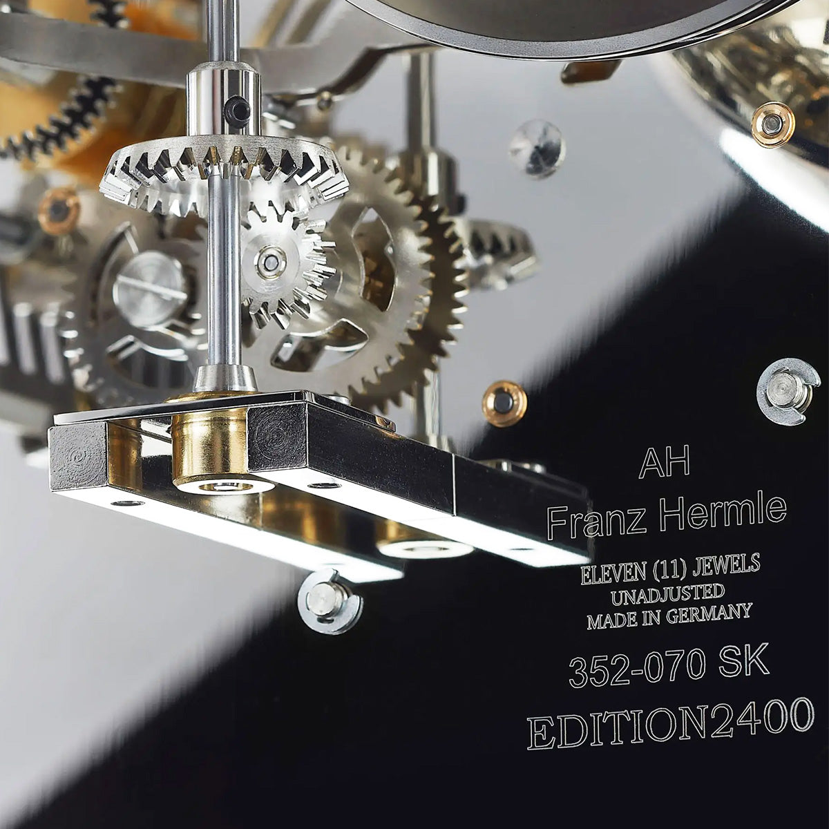 Close-up of the Hermle Tellurium Tourbillon - Nickel mechanical movement