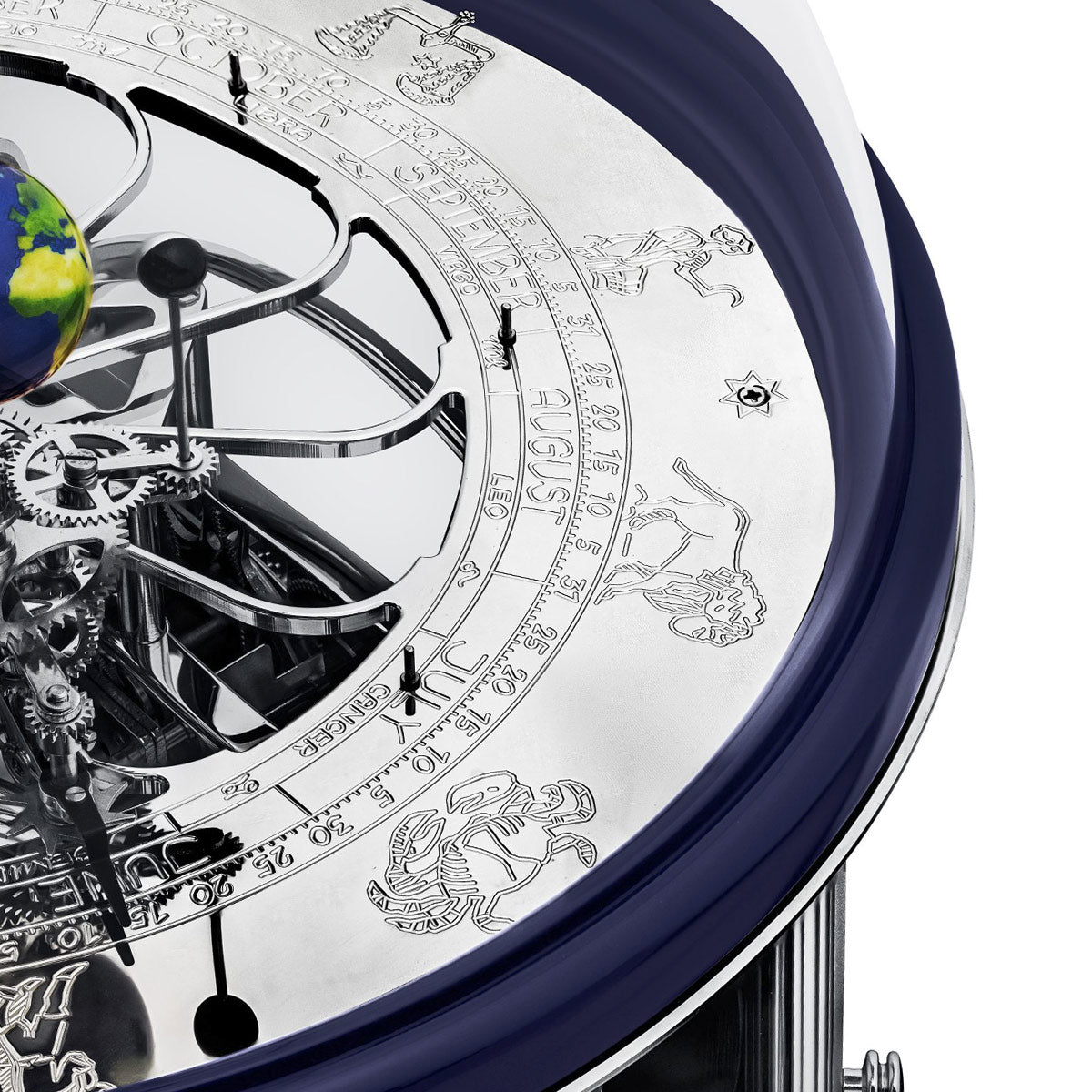 Hermle Tellurium Tourbillon - Nickel clock in blue