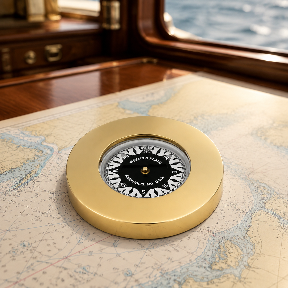 Weems & Plath Brass Compass Chart Weight — lifestyle view