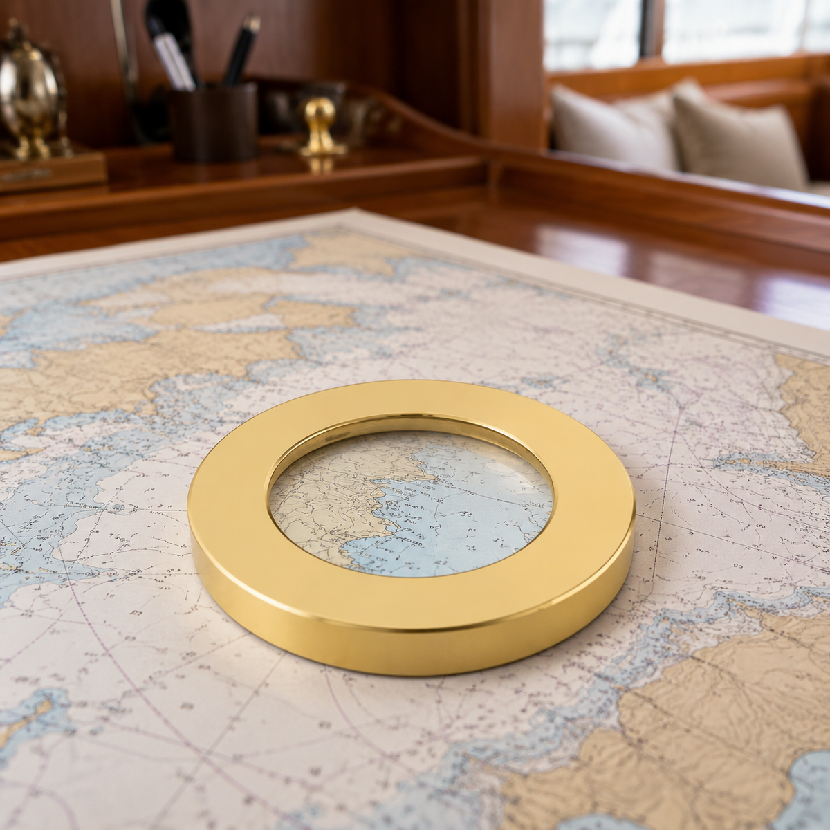 Weems & Plath Brass Magnifier Chart Weight — lifestyle view
