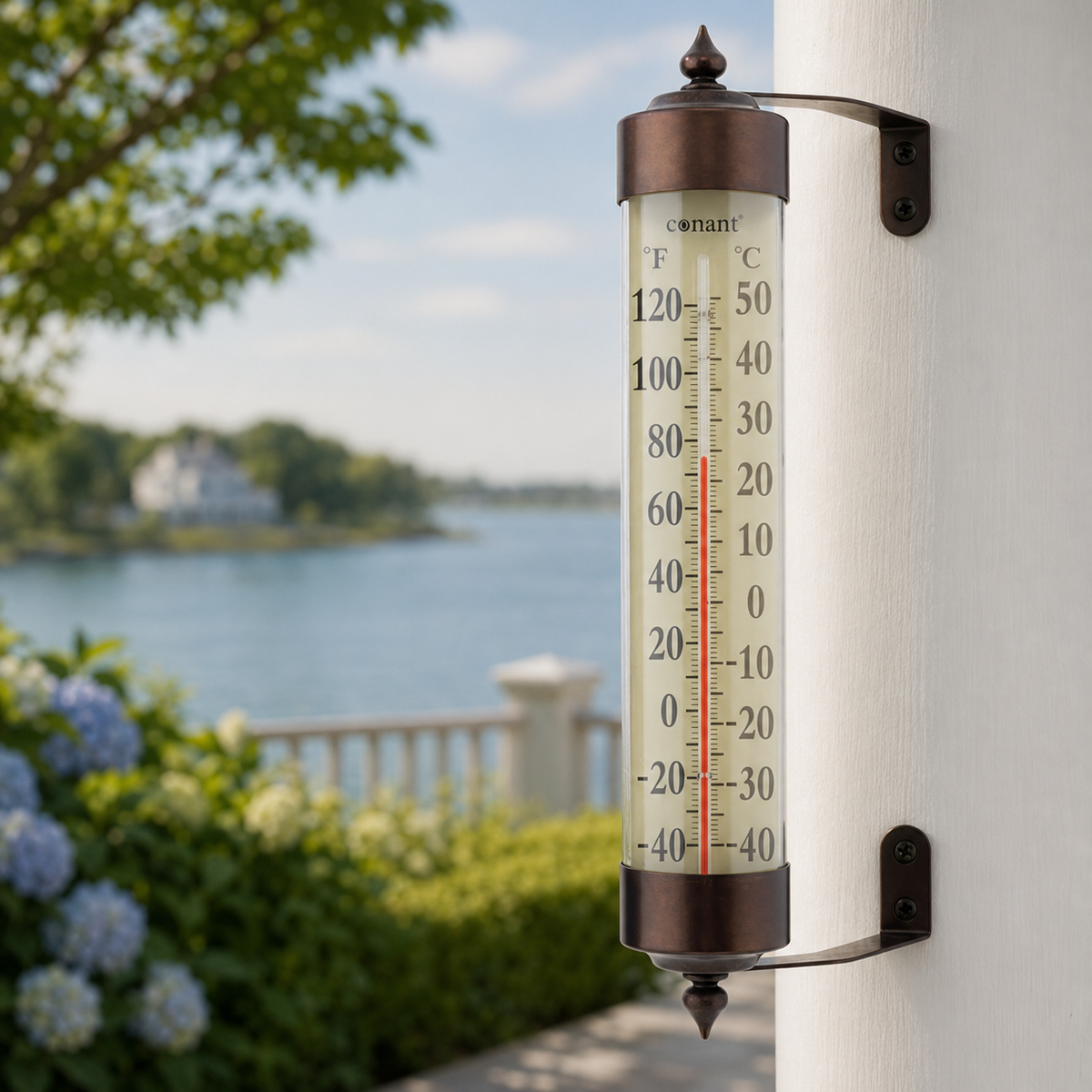 Weems & Plath Conant Décor Grande View Thermometer in Bronze Patina — lifestyle view