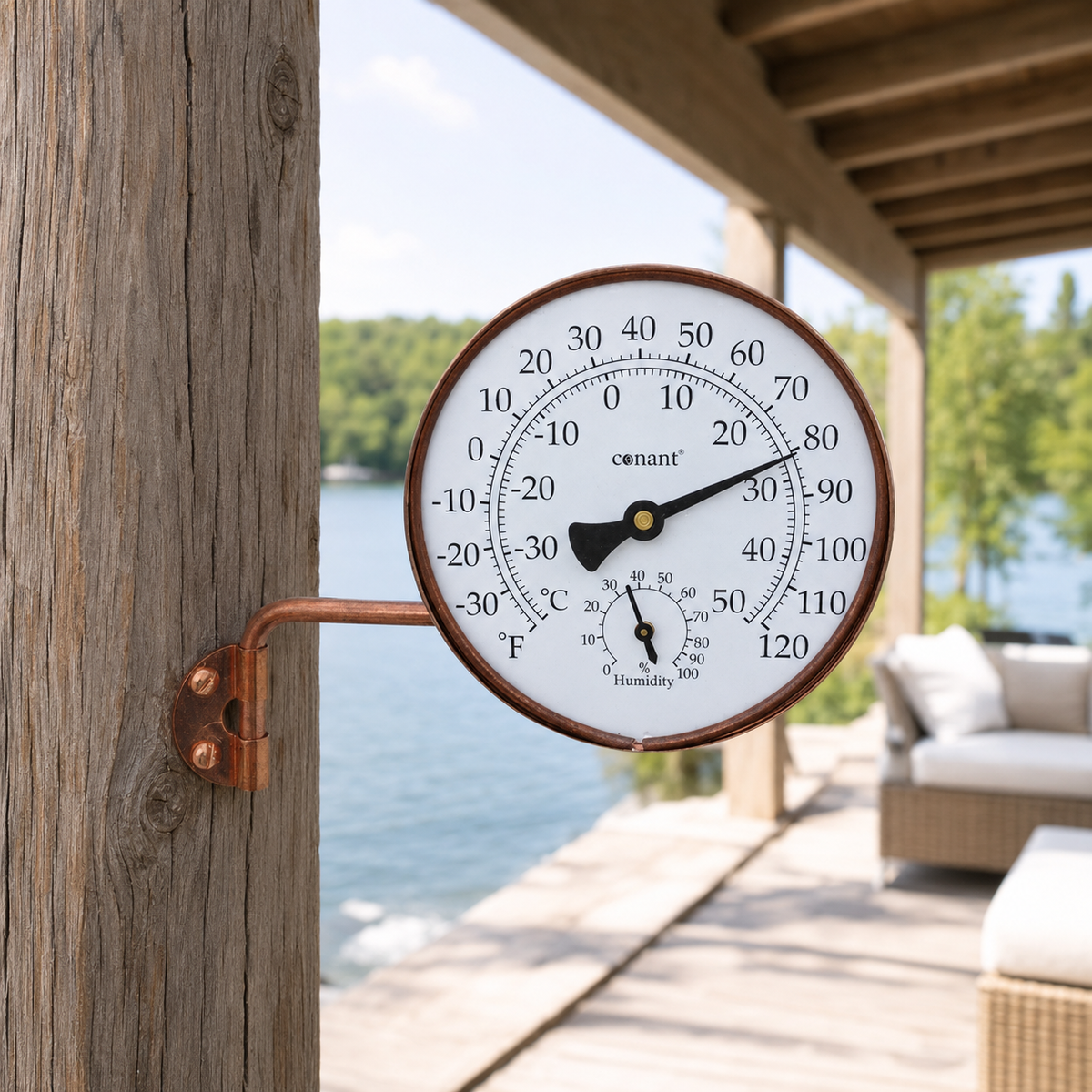 Weems & Plath Conant Vermont Weather Station in Living Finish Copper — lifestyle view