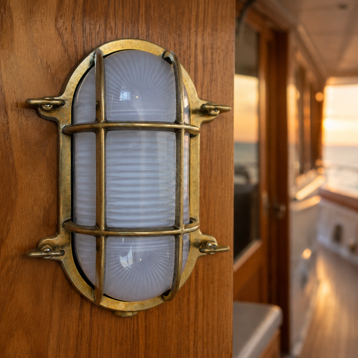 Weems & Plath Foresti Oval Brass Bulkhead Light — lifestyle view