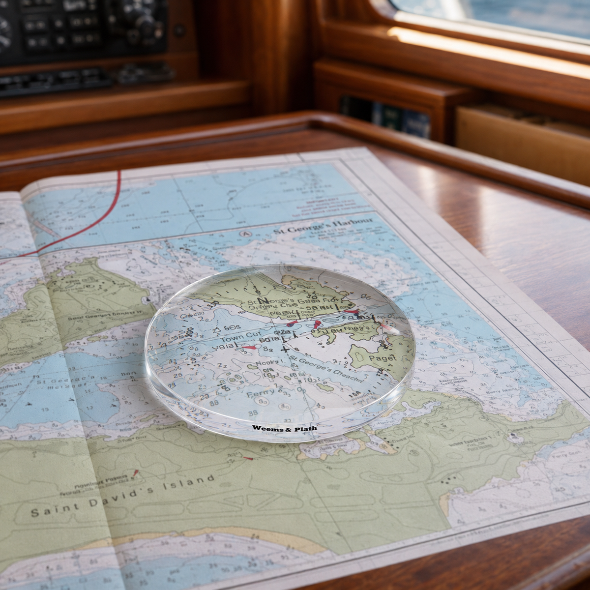 Weems & Plath Grande View Acrylic Magnifier with Compass Rose, 6x — lifestyle view