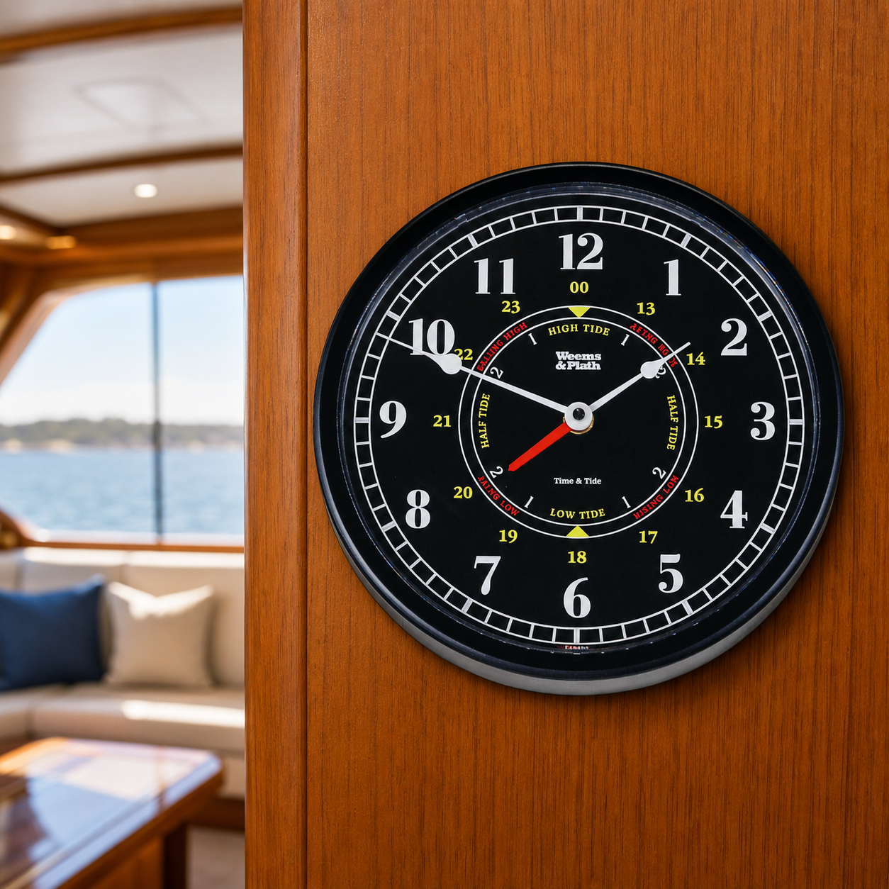 Weems & Plath Trident Time & Tide Clock, 10" Black Dial — lifestyle view