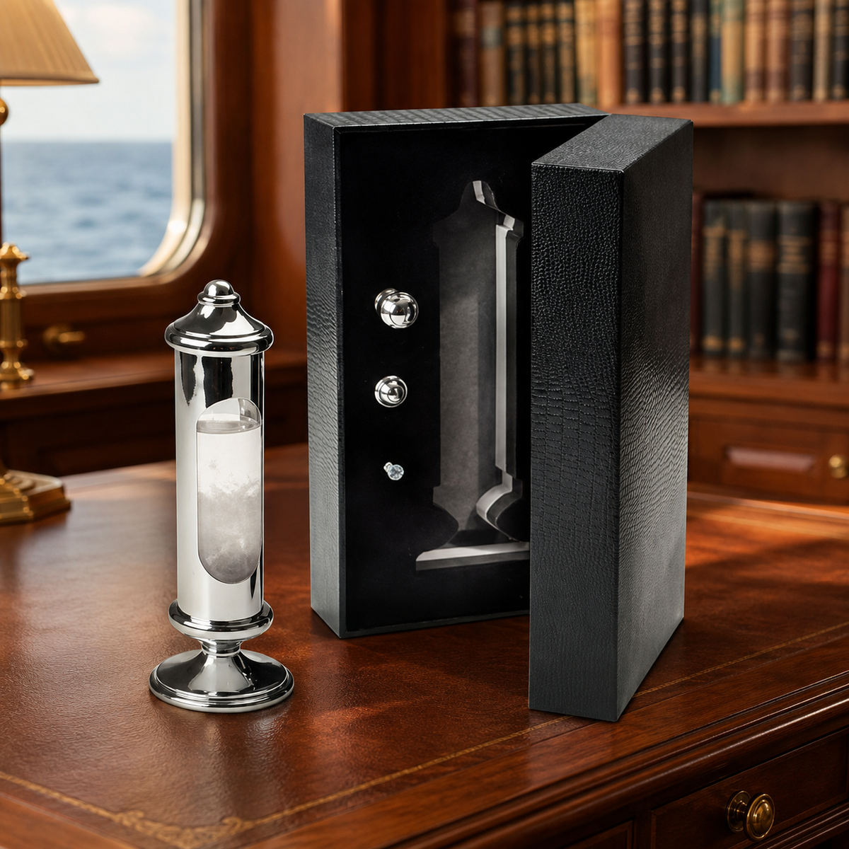 Weems & Plath Weems Chrome Stormglass in Black Gift Box — lifestyle view