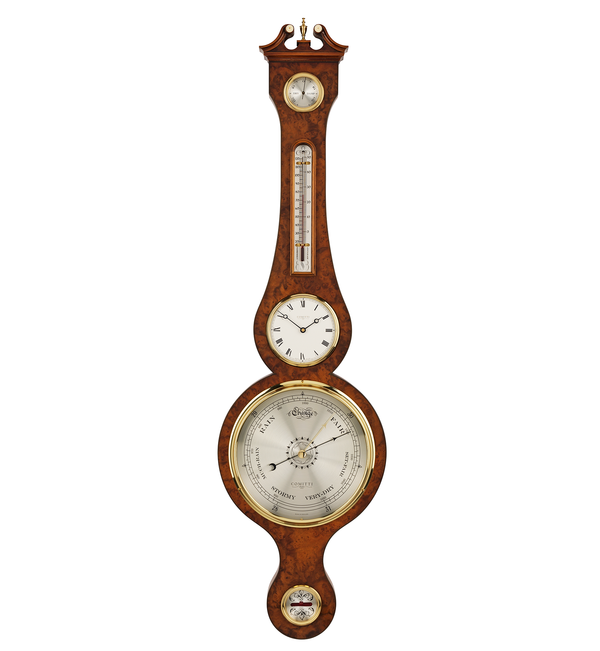 Comitti The Regency Banjo Barometer with Clock – front view