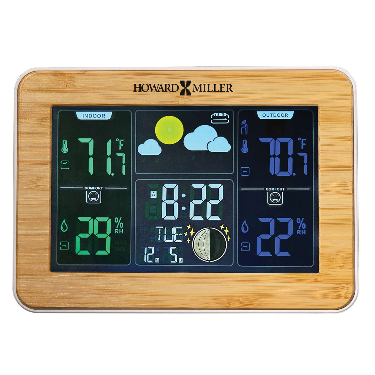 Howard Miller Bamboo Weather Station Alarm Clock 645846 - manufacturer view 5