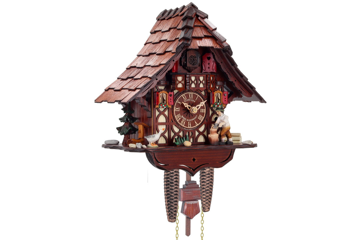 Anton Schneider 1695/9 Woodchopper cuckoo clock, side view