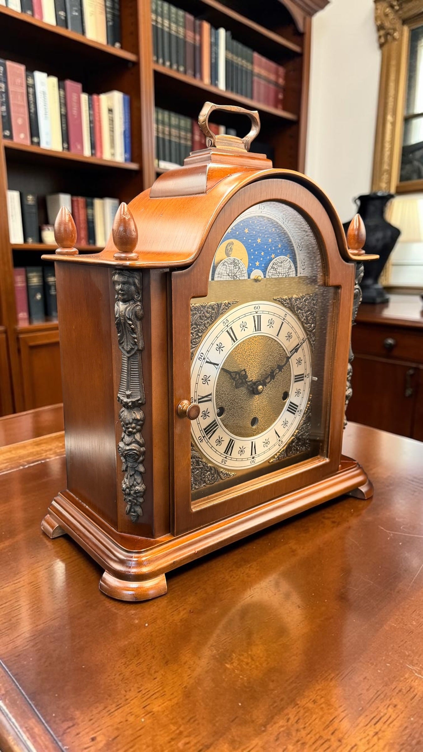 Urgos German Mechanical Mantel Clock – Moon Phase Westminster Chime Bracket Style