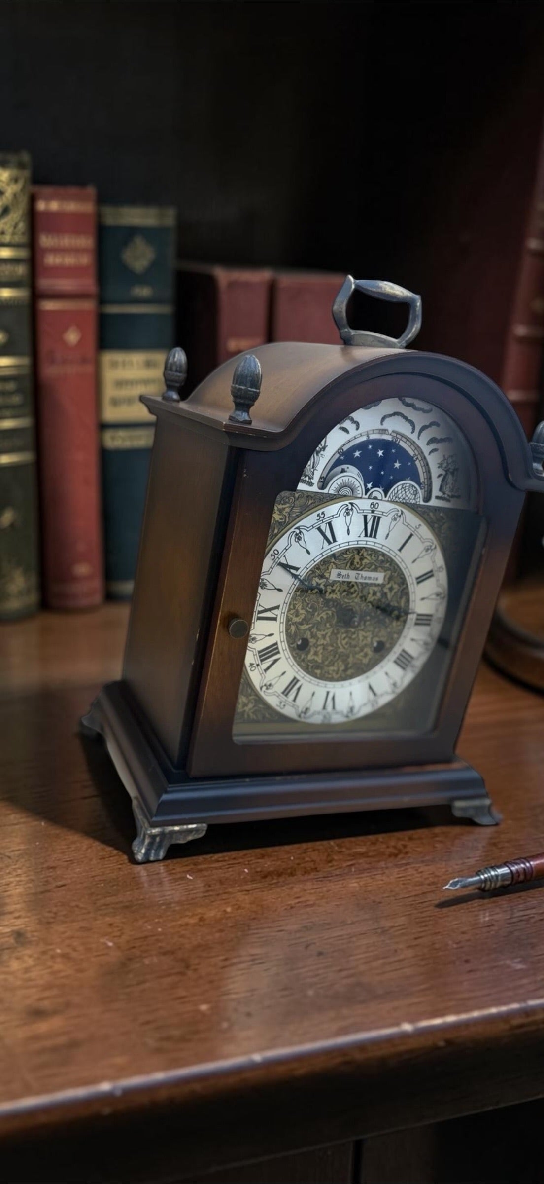 Vintage Seth Thomas Mantel Clock – Franz Hermle Bim Bam Chime Moon Phase