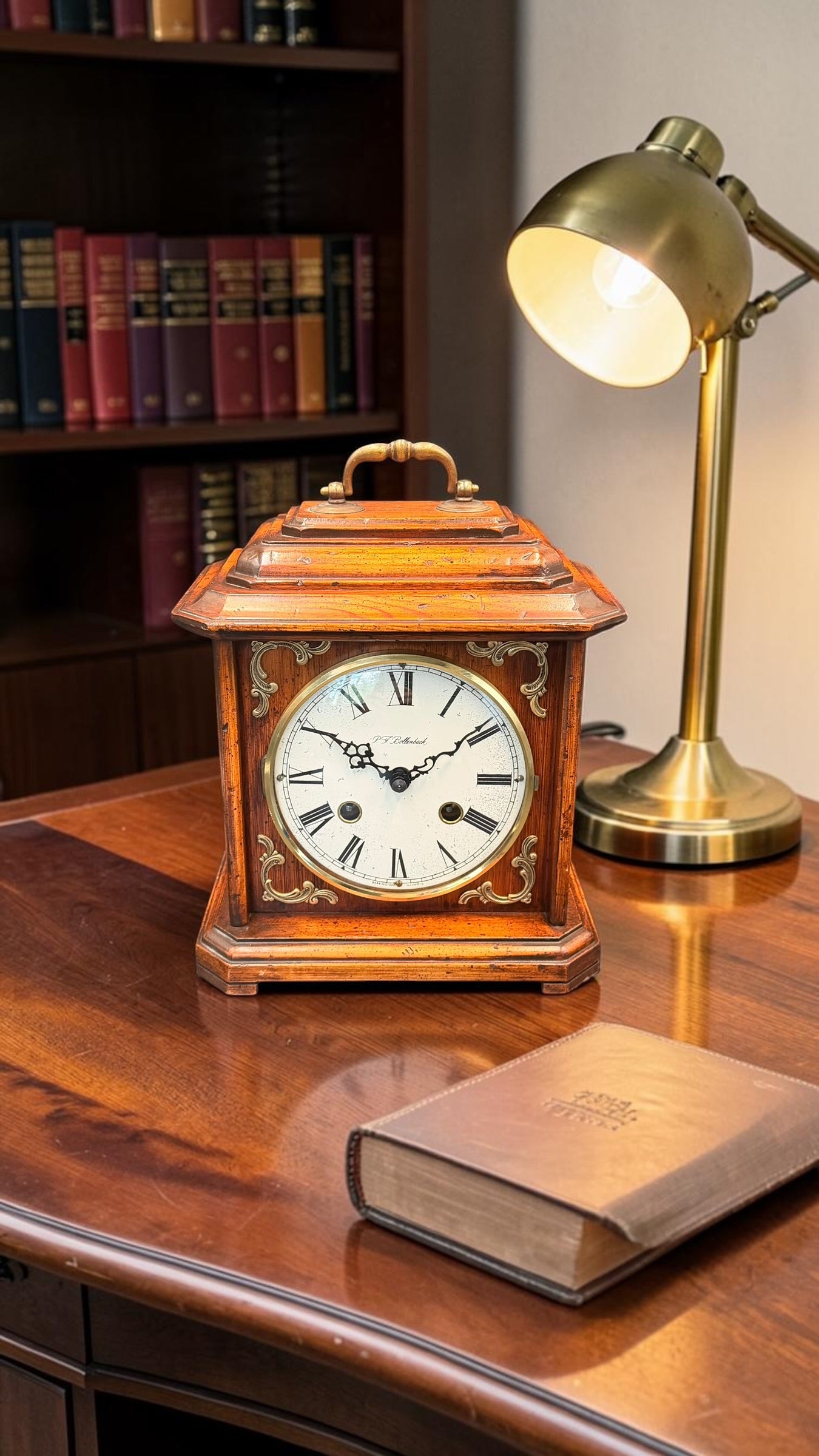 Antique P.F. Bollenbach Mantel Clock – Mechanical Wind Up Clock