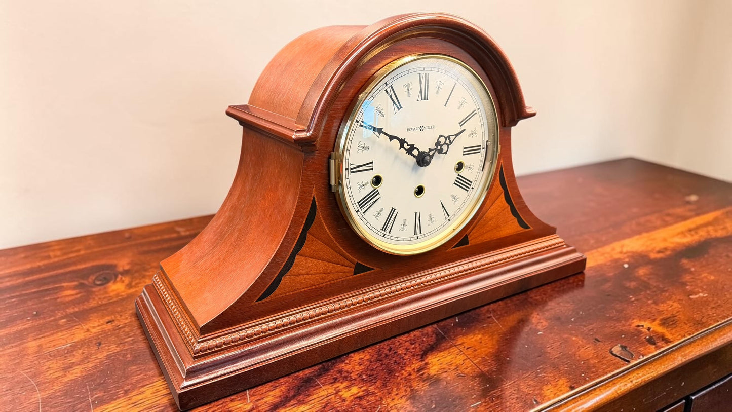 Howard Miller Downing Mantel Clock – Kieninger Triple Chime, Key Wound, Inlaid Wood Case