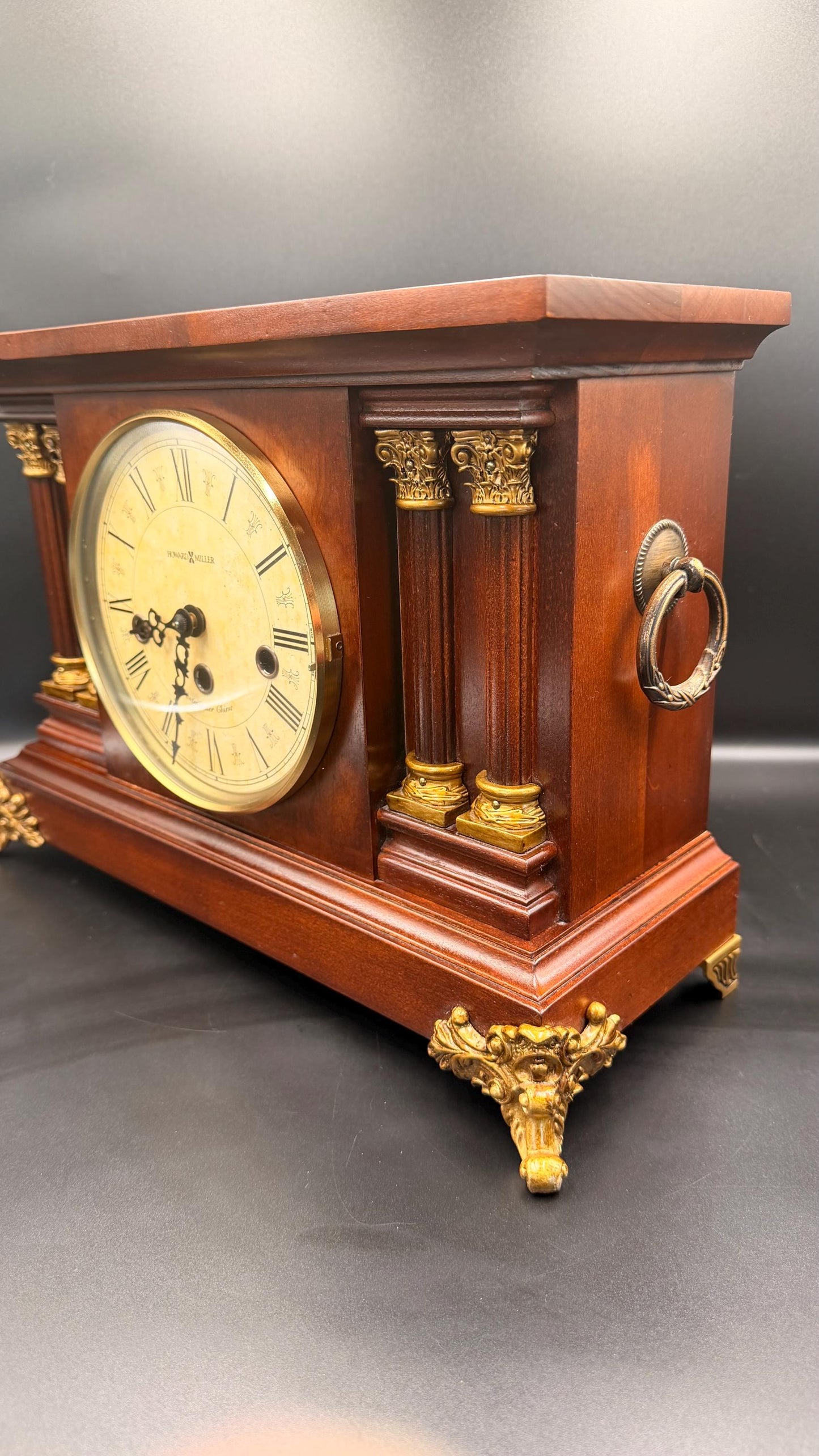 Howard Miller Circa Mantel Clock – New Old Stock, Kieninger German Movement, Mahogany Columns