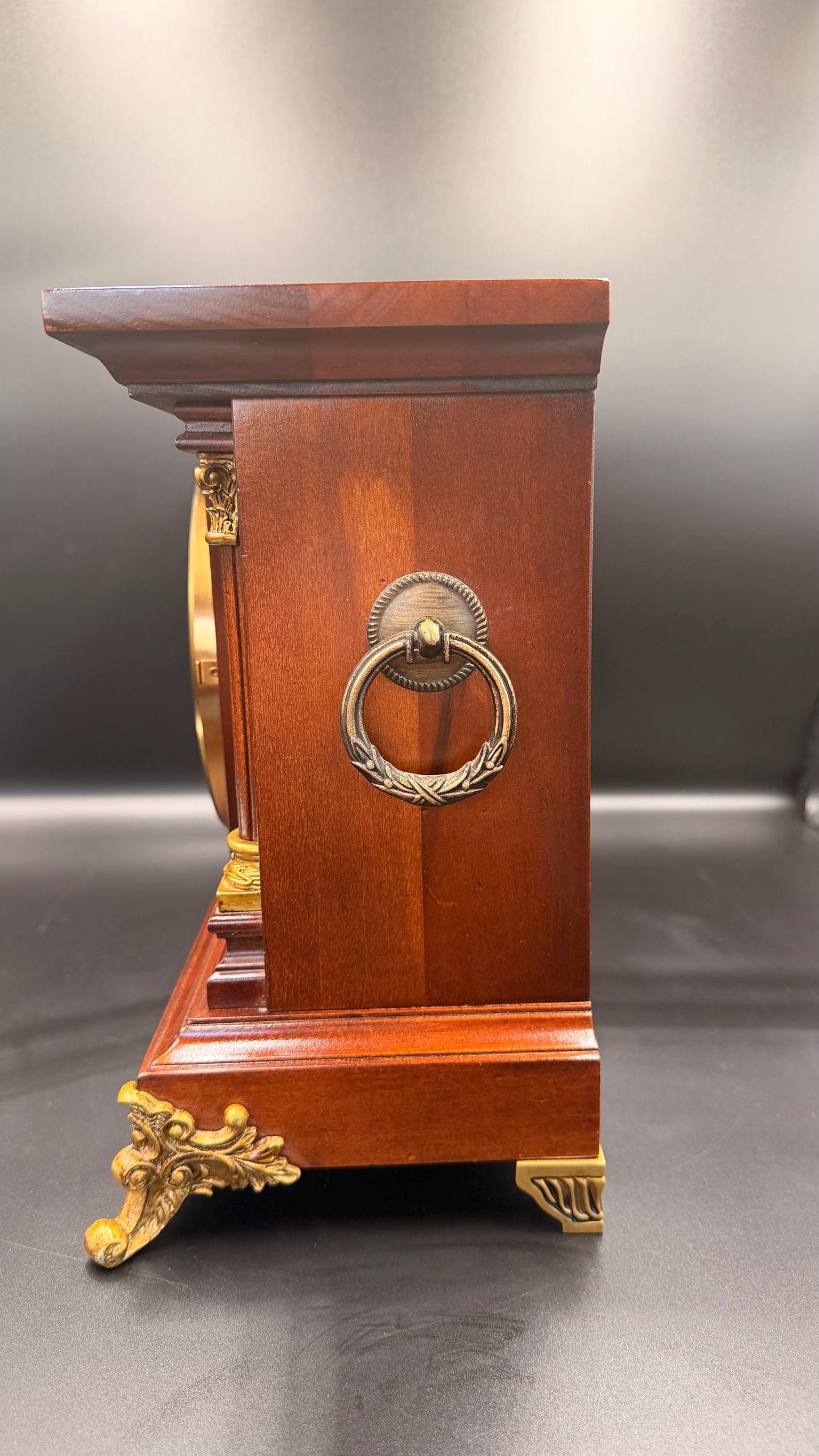 Howard Miller Circa Mantel Clock – New Old Stock, Kieninger German Movement, Mahogany Columns