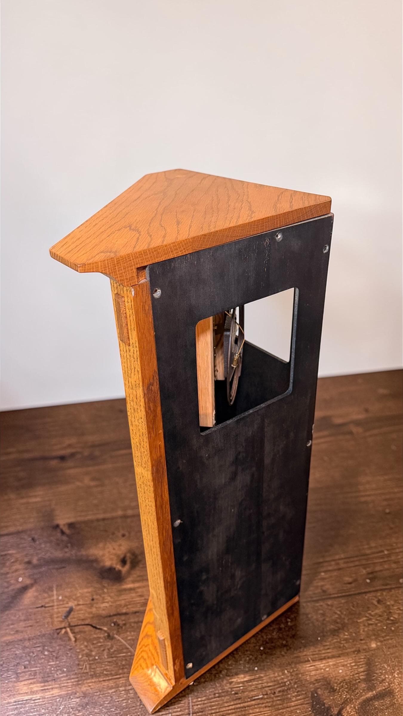 Stickley Oak Arts & Crafts Corner Clock – Rare Kieninger Mechanical Movement
