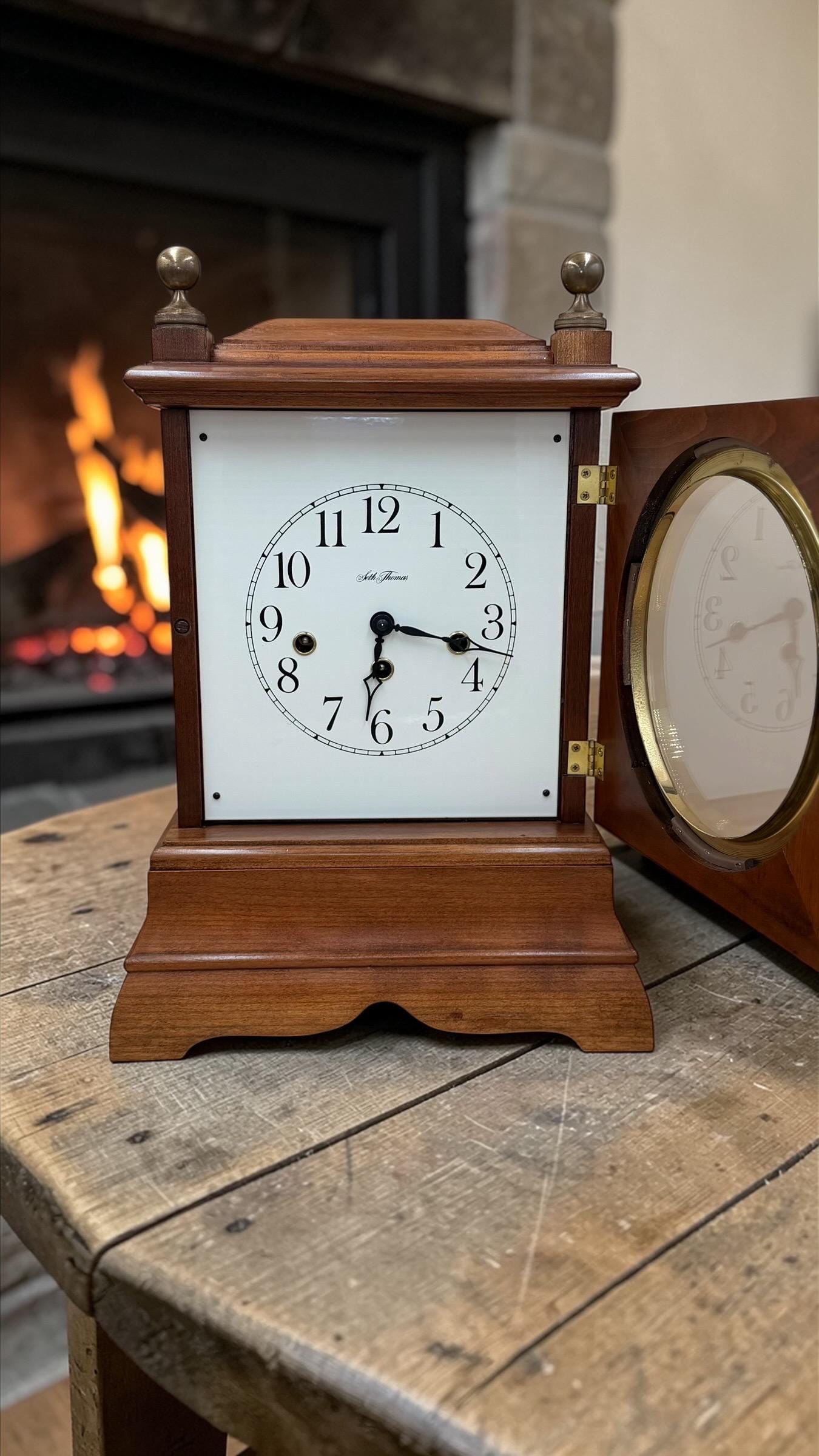 Seth Thomas Westminster Mantel Clock – New Hermle Movement – Classic Hardwood Case