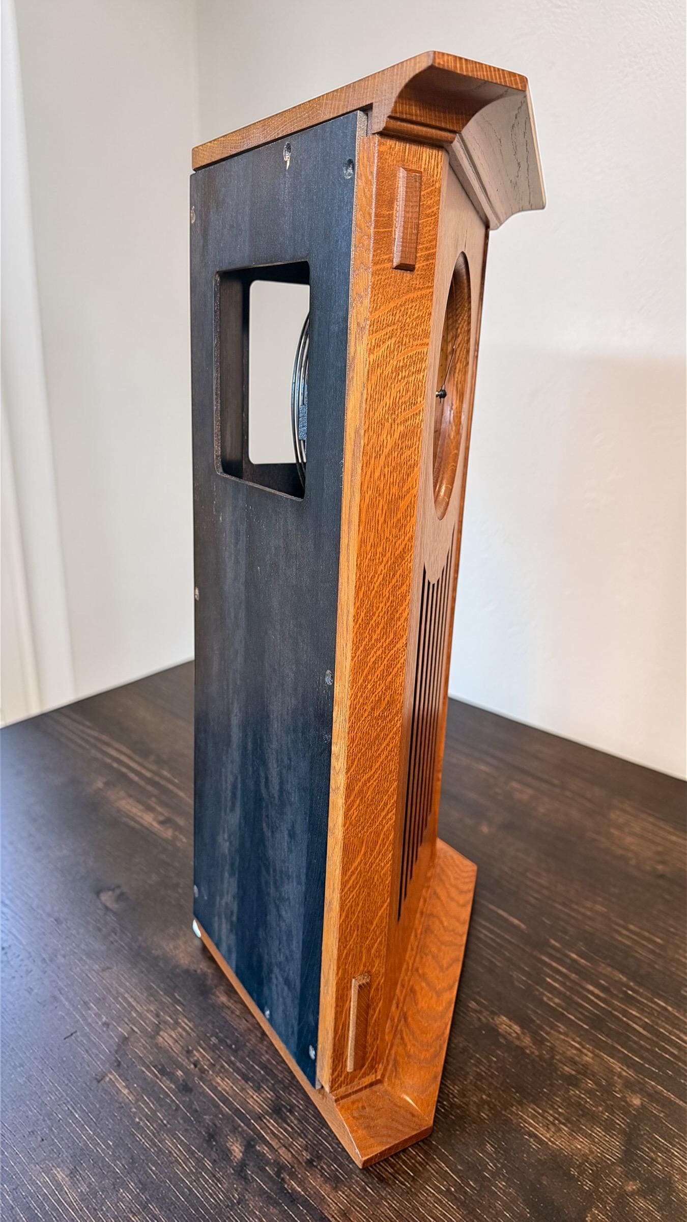 Stickley Oak Arts & Crafts Corner Clock – Rare Kieninger Mechanical Movement
