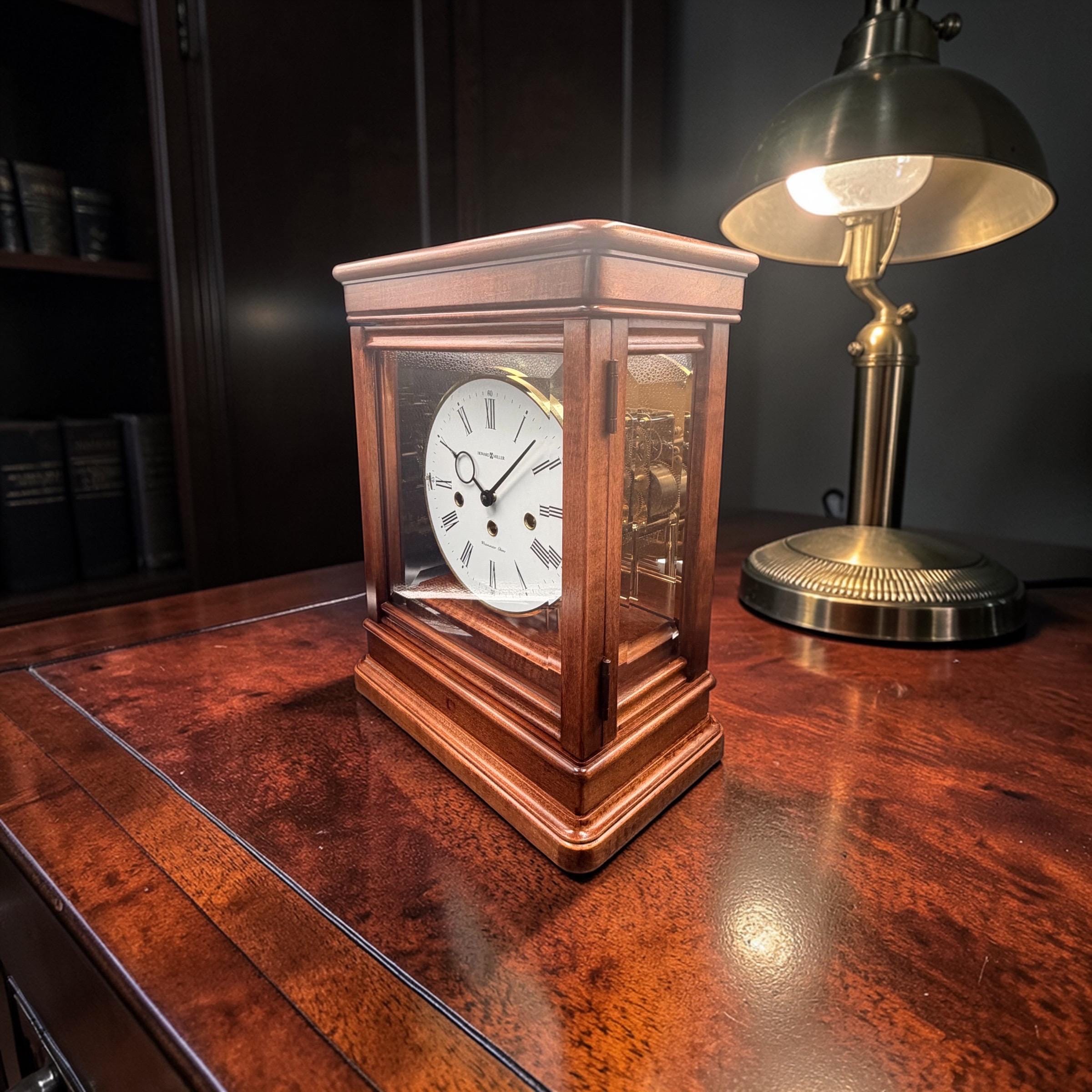 Vintage Howard Miller German Westminster Mantel Clock – Glass Case