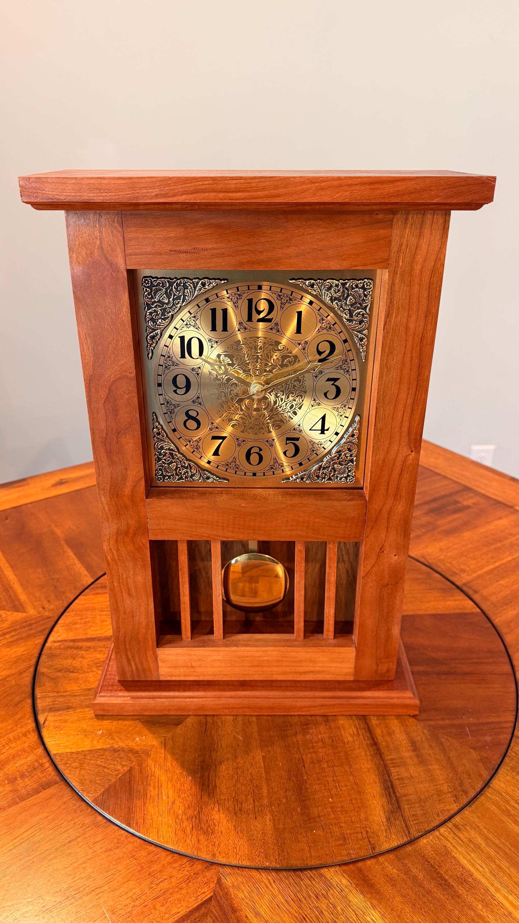 Handcrafted Mission Mantel Clock – Solid Wood Craftsman Quartz Pendulum