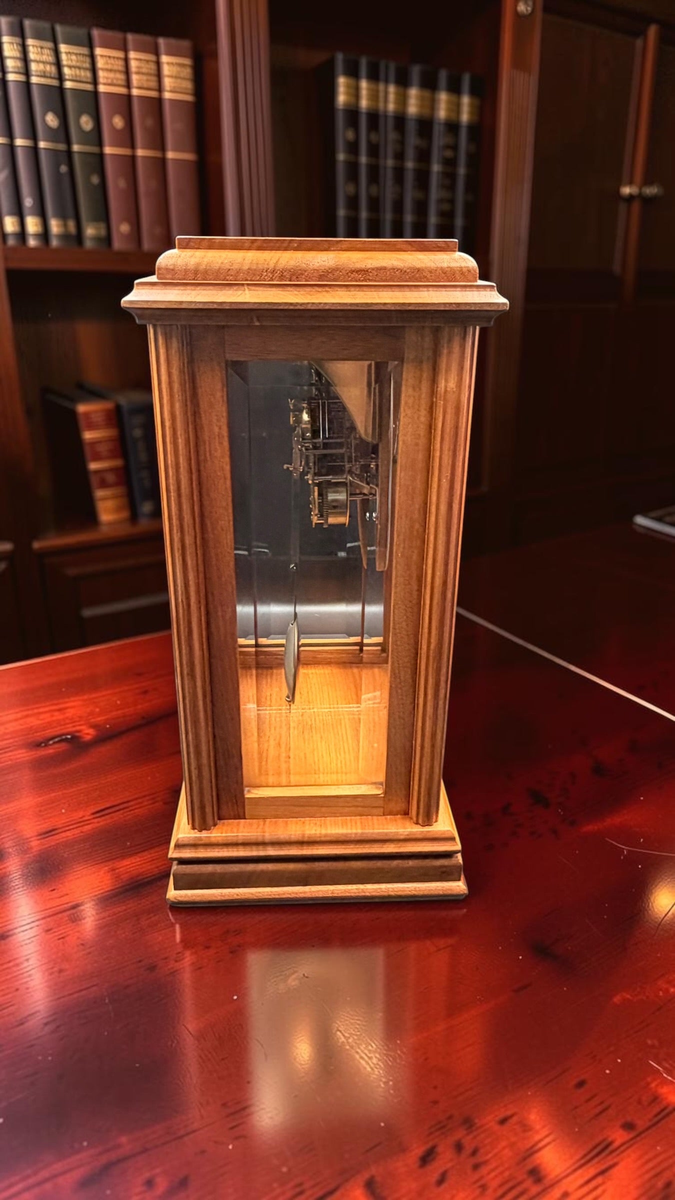 Mason & Sullivan Mechanical Mantel Clock | Freshly Serviced Hermle West Germany Bim-Bam Movement | Beveled Glass