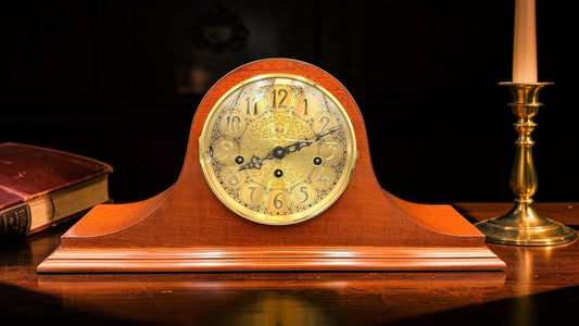 Vintage Sligh Mantel Clock, German Hermle Mechanical Westminster Chime Wood Case