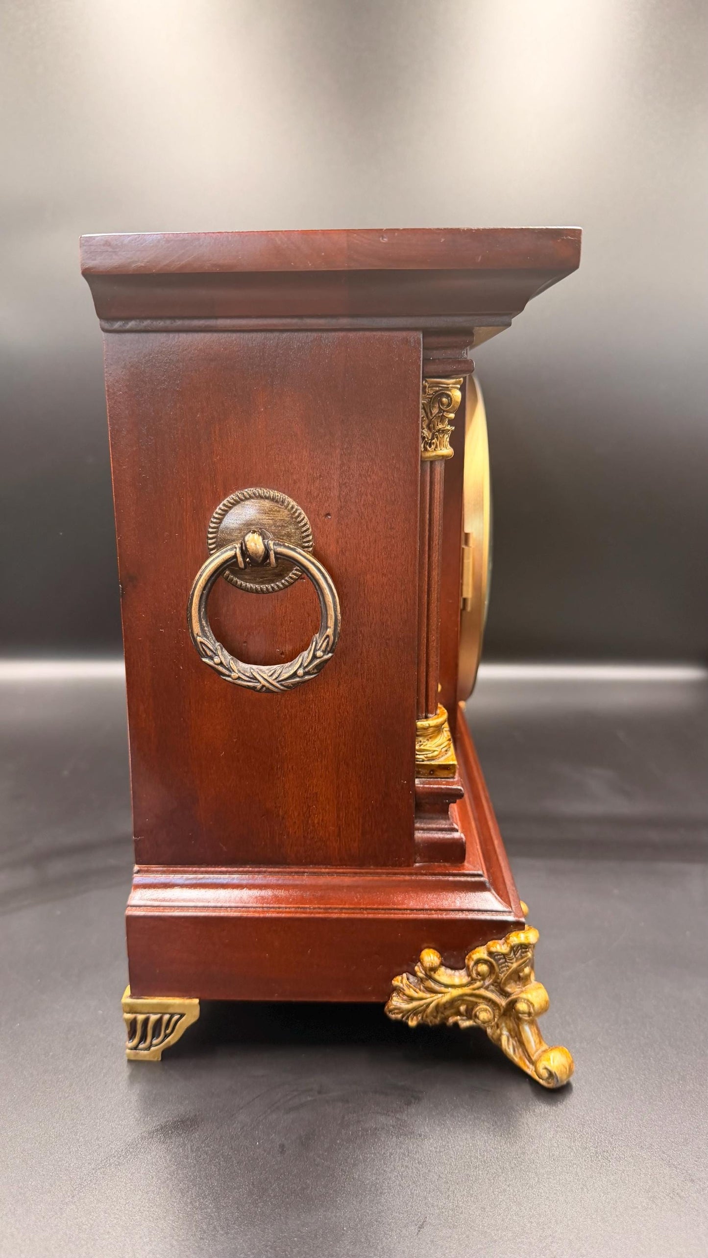 Howard Miller Circa Mantel Clock – New Old Stock, Kieninger German Movement, Mahogany Columns