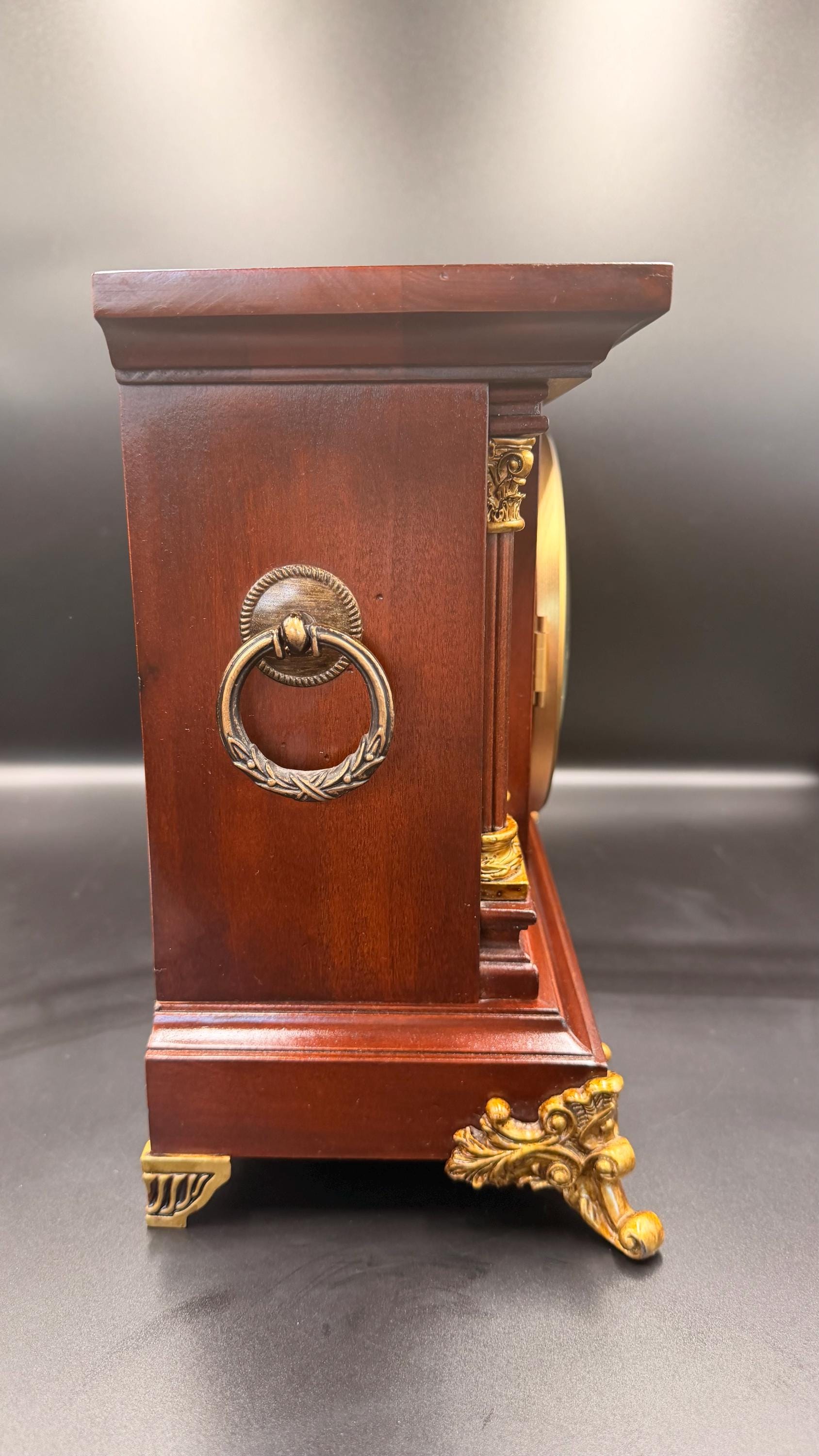 Howard Miller Circa Mantel Clock – New Old Stock, Kieninger German Movement, Mahogany Columns