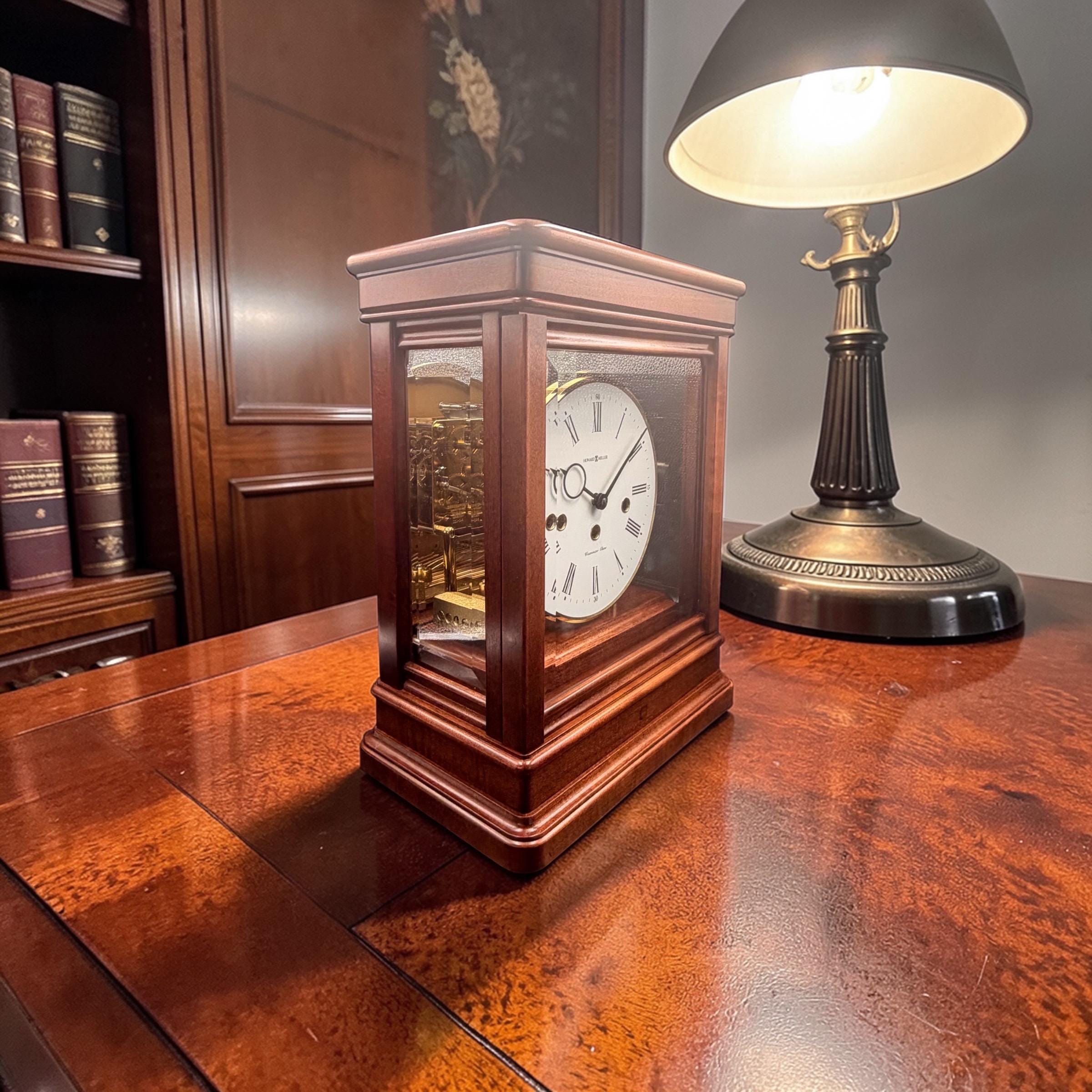 Vintage Howard Miller German Westminster Mantel Clock – Glass Case