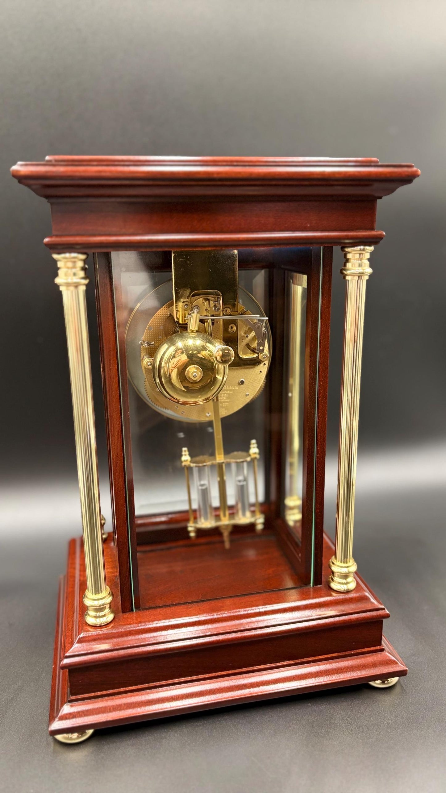 Howard Miller Tribute Crystal Regulator Mantel Clock 613-580 • Vintage 1990s Mechanical Hermle Movement • Collector-Grade with Key