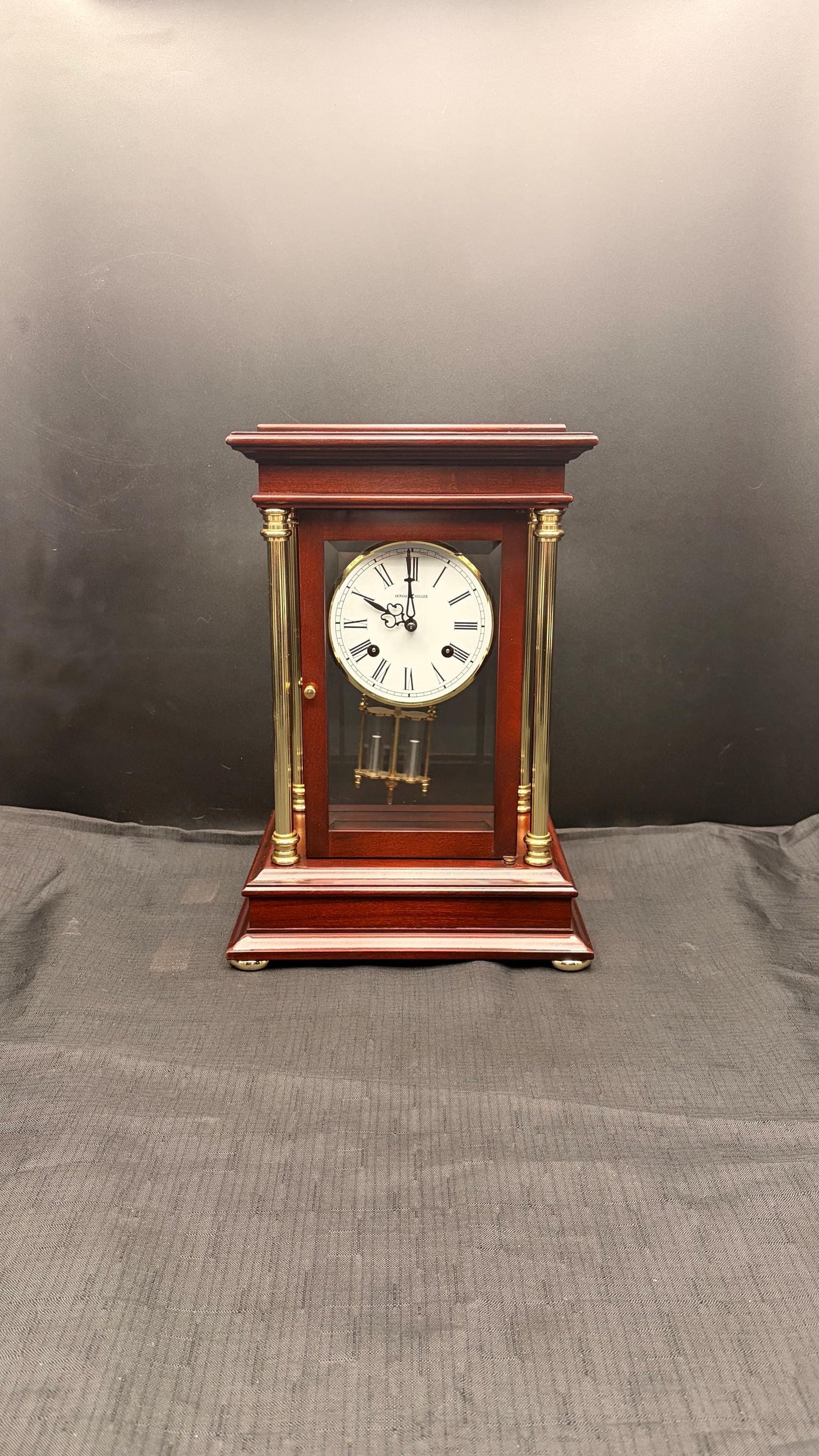 Howard Miller Tribute Crystal Regulator Mantel Clock 613-580 • Vintage 1990s Mechanical Hermle Movement • Collector-Grade with Key