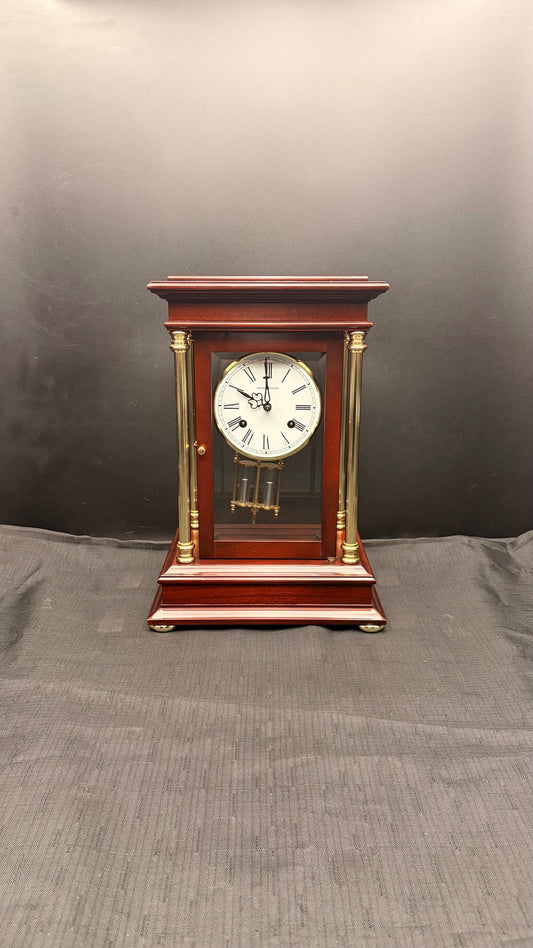 Howard Miller Tribute Crystal Regulator Mantel Clock 613-580 • Vintage 1990s Mechanical Hermle Movement • Collector-Grade with Key