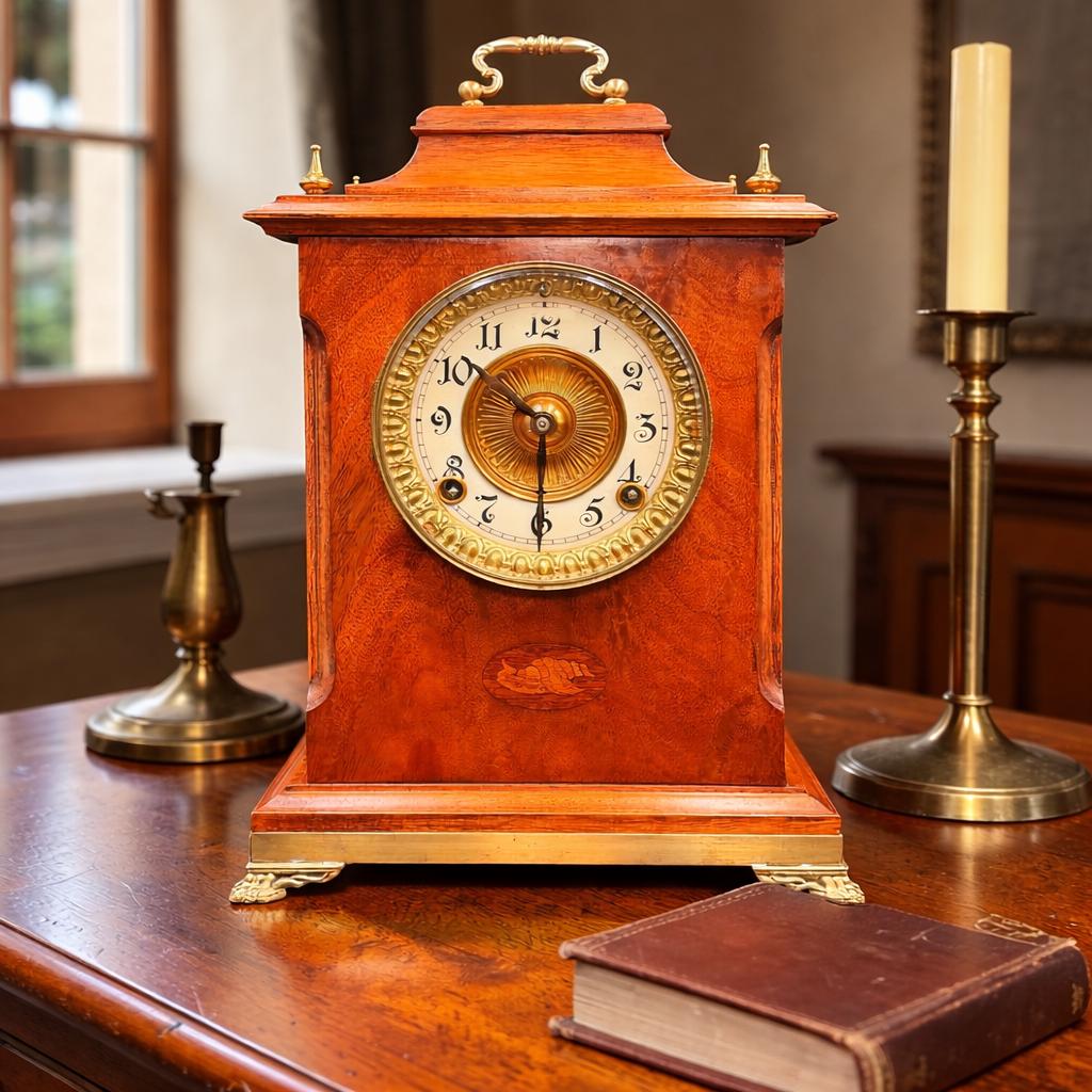 Antique Bracket Clock with Ansonia Movement: Working 8-Day Time and Strike Shelf Clock