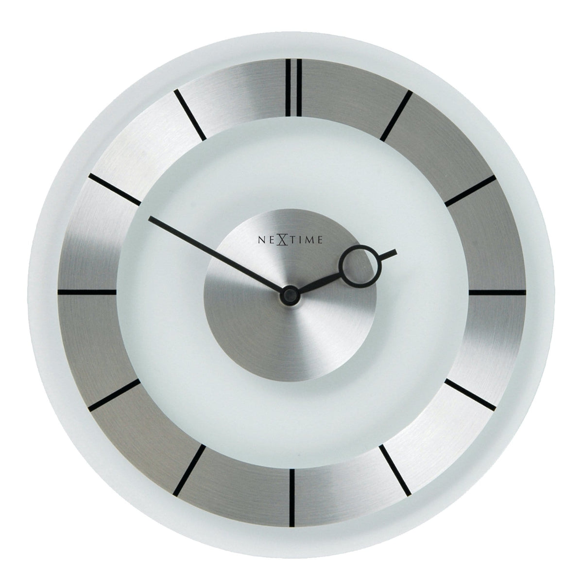 Mid- Century Modern Clear Glass Wall Clock, Silent, 12.2 inch - "Retro"