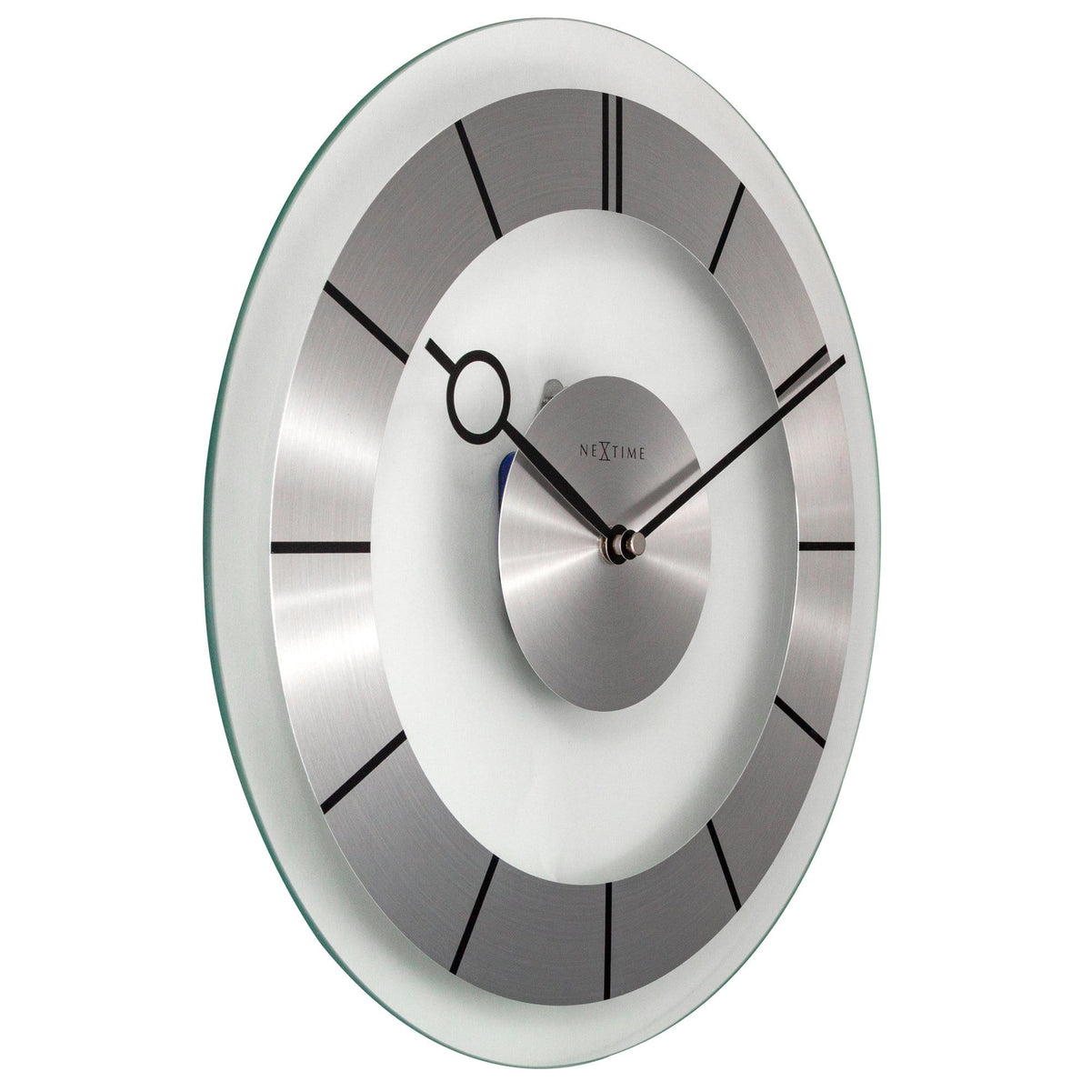 Mid- Century Modern Clear Glass Wall Clock, Silent, 12.2 inch - "Retro"